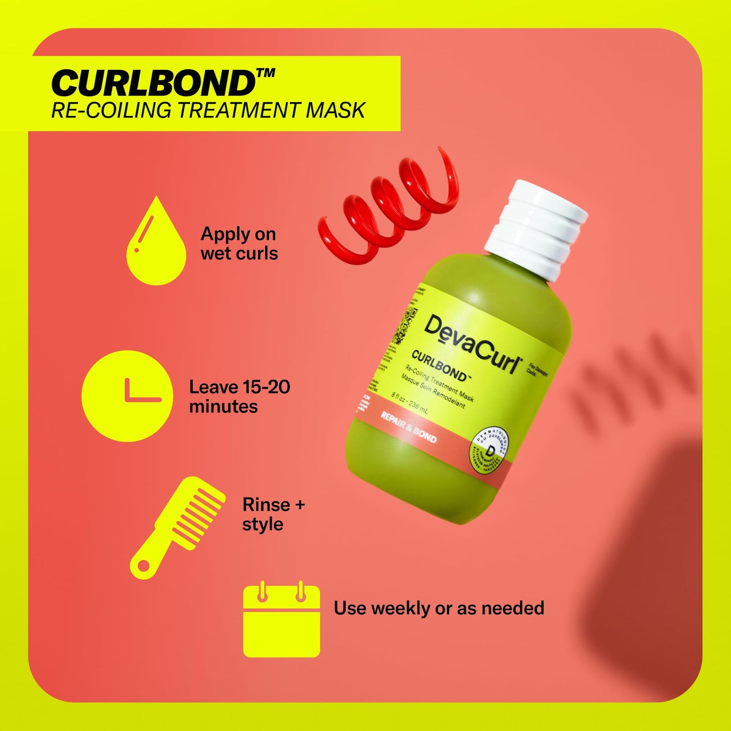Salmon DevaCurl CurlBond Re-Coiling Treatment Mask, Cozy Getaway, 8 fl. oz.