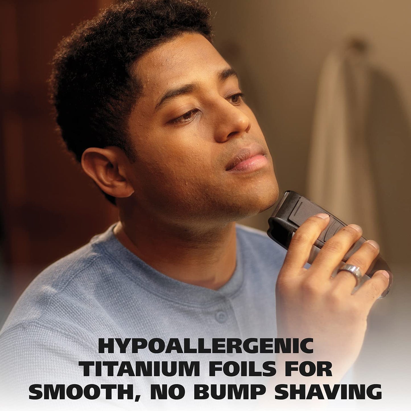 Black Wahl Bump-Free Rechargeable Foil Shaver with Hypoallergenic Titanium Cutters for Close, Smooth Shaving - Model 7339-300