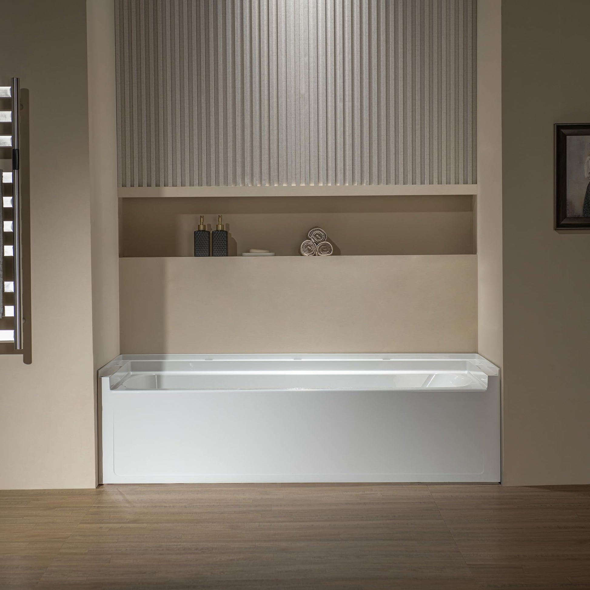 Dark Olive Green WOODBRIDGE 60” x 32” Alcove Soaking Bathtub in white with Left-Hand Drain Hole – Tub Only (No Wall Panels)