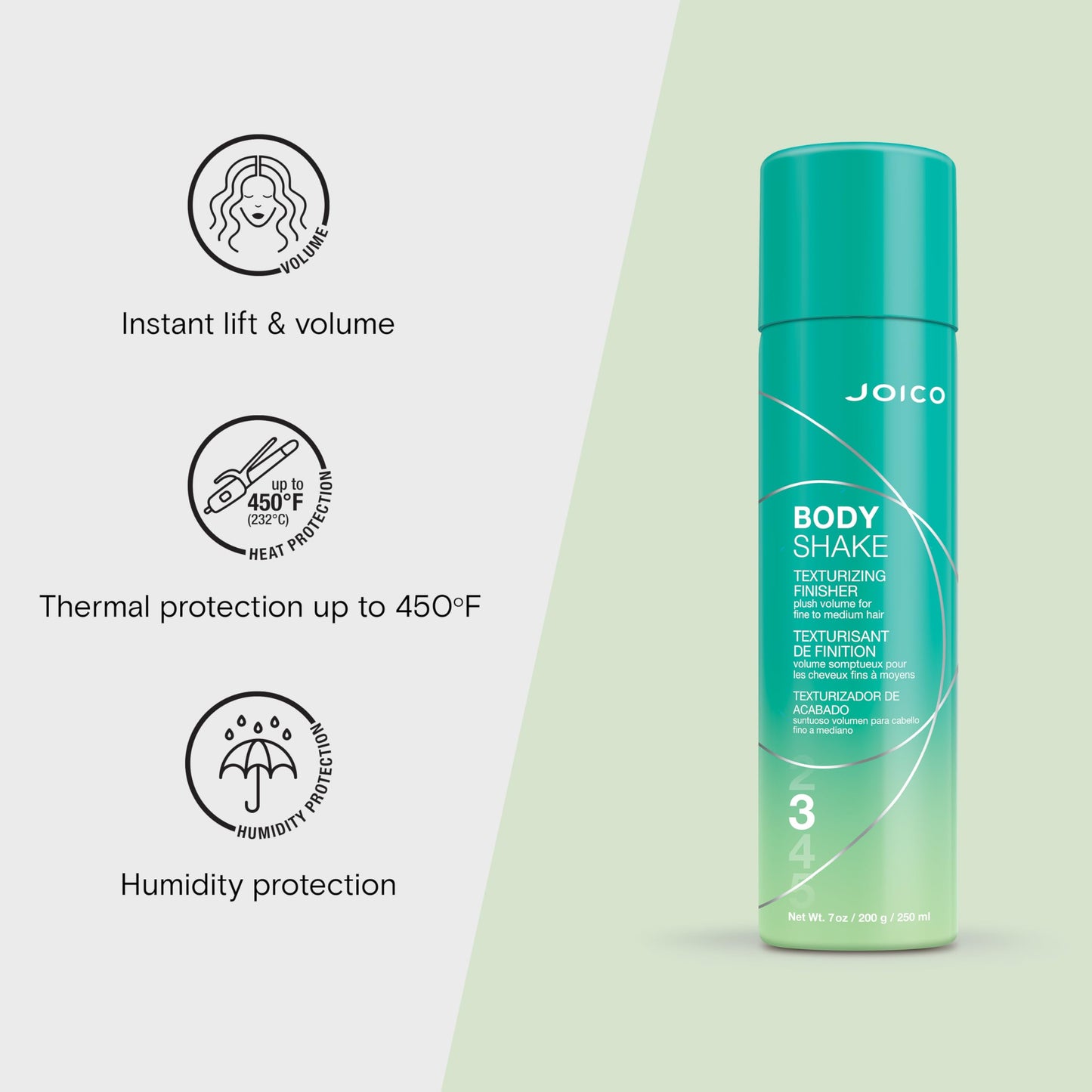 Lavender Joico Body Shake Texturizing Finisher | For Fine to Medium Hair | Long-Lasting Volume & Fullness | Thermal Heat, Humidity, Pollution, & UV Protection | Control Frizz & Flyaways | Paraben Free | 250mL