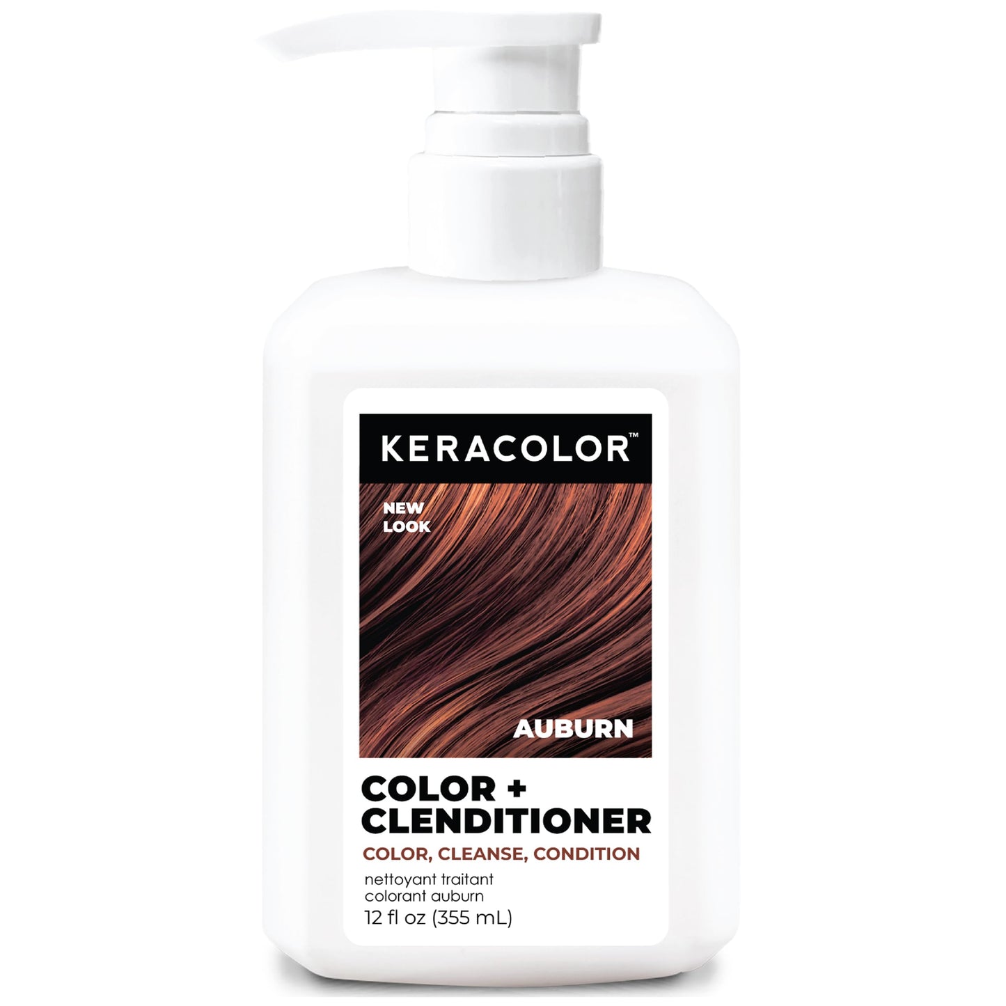 White Smoke Keracolor Color + Clenditioner 3-in-1 Color-Depositing Conditioner, Gently Cleanses & Conditions, Semi-Permanent Auburn Hair Color, 12 Fl Oz