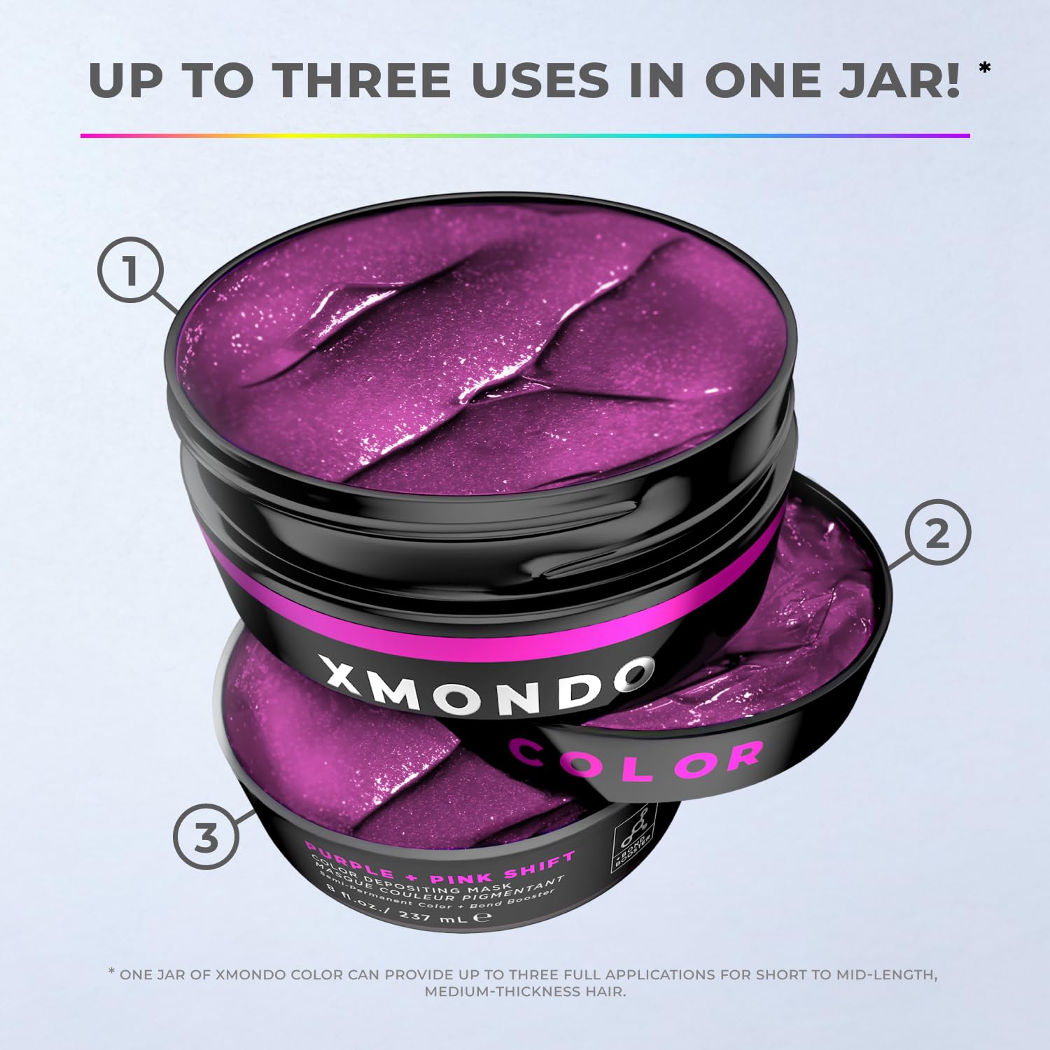 Lavender XMONDO Color Purple + Pink Shade Shift Mask – Semi-Permanent Dye with Bond Booster & Hyaluronic Acid, 8 oz