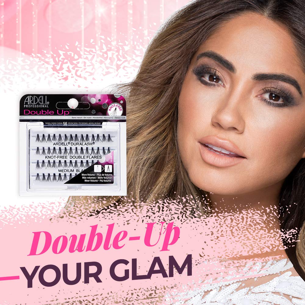 White Smoke Ardell Individual Lashes Double Up - Medium Black, DIY, Cluster Eyelash Extensions, Knot-Free Eyelash Clusters, Lash Extension, 4 Pack