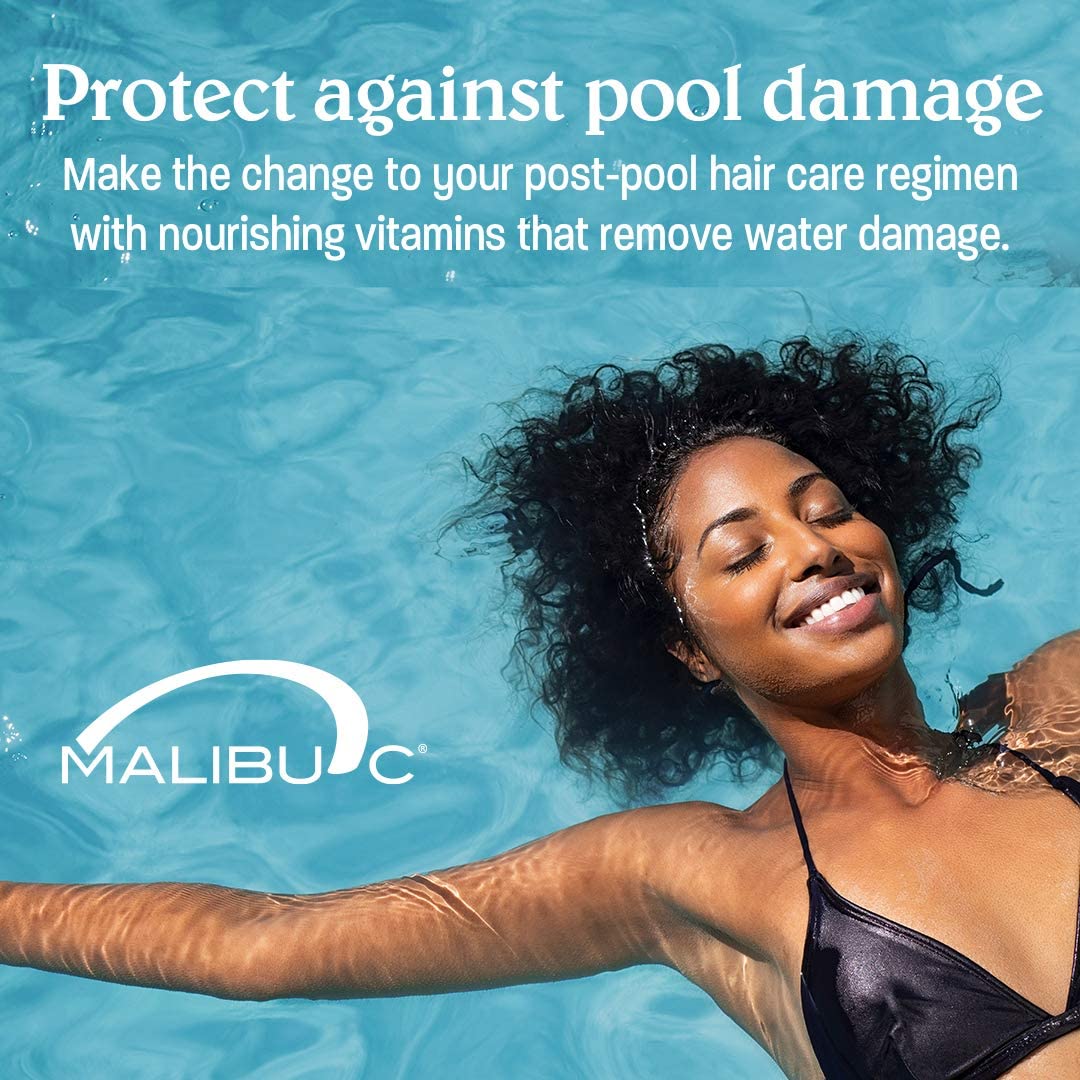 Medium Aquamarine Malibu C Swimmers Wellness Hair Conditioner for Women, Men & Kids - Moisturizing Swim Conditioner to Restore Shine Affected by Pool Chlorine & Ocean Salt Water - Protein Rich Hair Care (33.8oz)