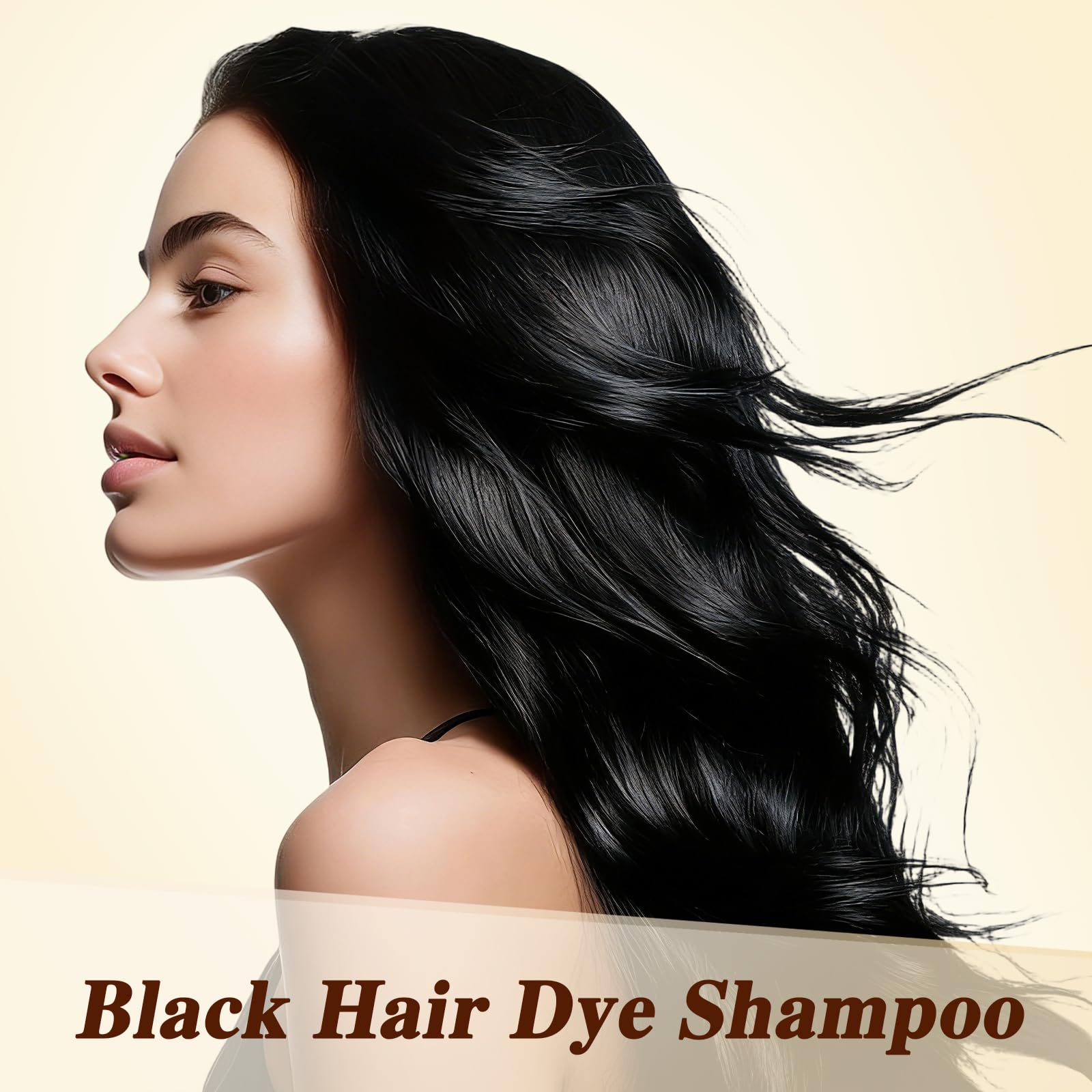 Seashell Black Hair Color Shampoo for 100% Gray Hair Coverage, 3 in 1 Black Hair Dye Shampoo for Women Men with Argan Oil Nourishing Scalp and Hair