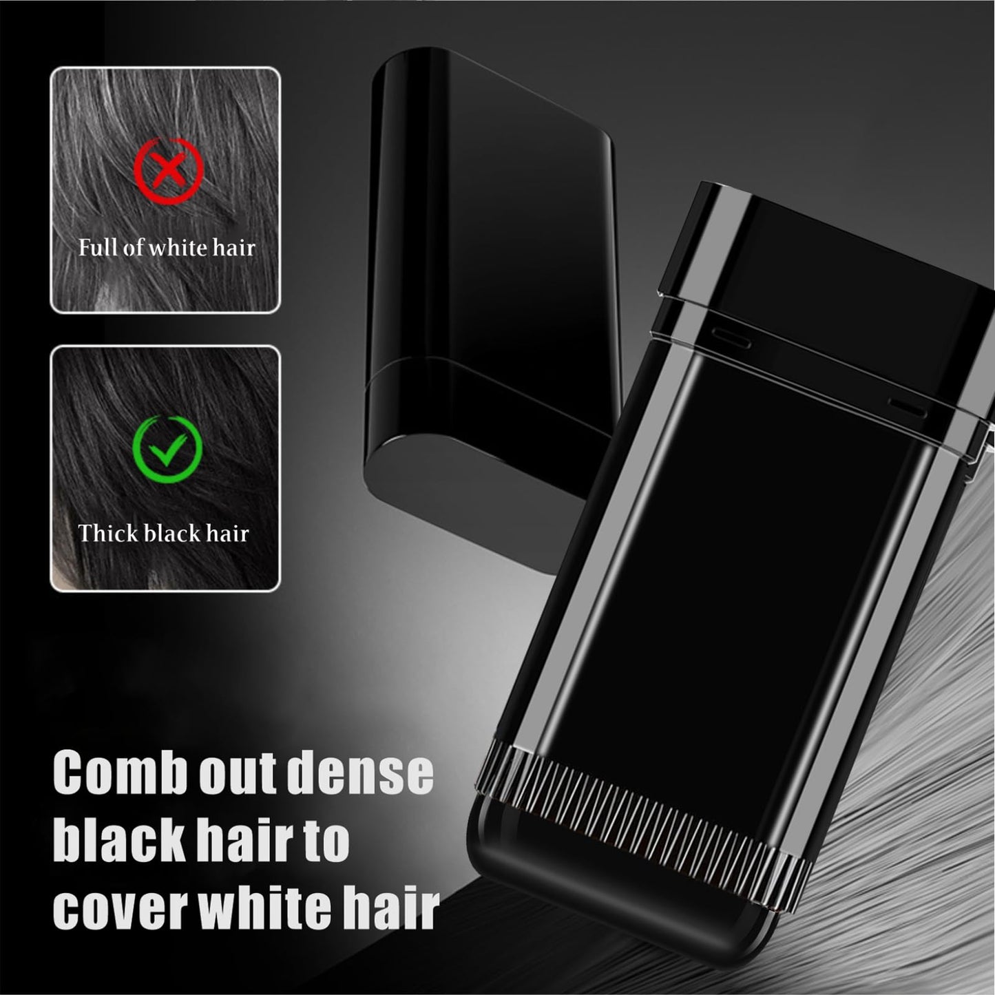 Black 3PCS 2 in 1 Instant Hair Color Stick, Waterproof and Sweat Proof Hair Dye Stick, Portable 3 Color Touch-Up Hair Sticks With Comb for Women Men