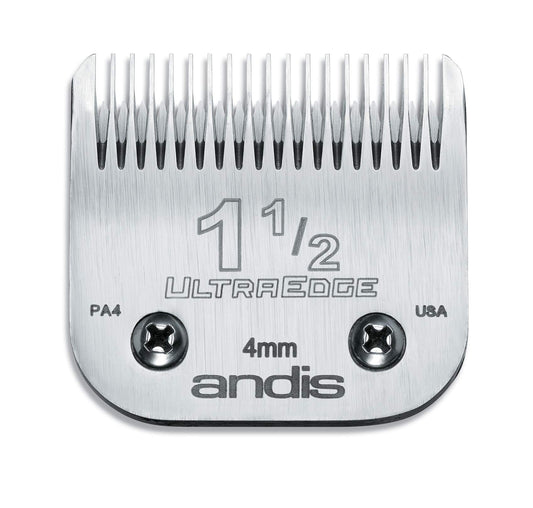 Light Gray Andis – 64077, Ultra Edge Carbon-Infused Steel Detachable Clipper Blade - Chrome Finish Resists Rust with Extends Edge Life, Compatible All Andis Series - Size 1-1/2, 5/32-Inch Cut Length, Silver