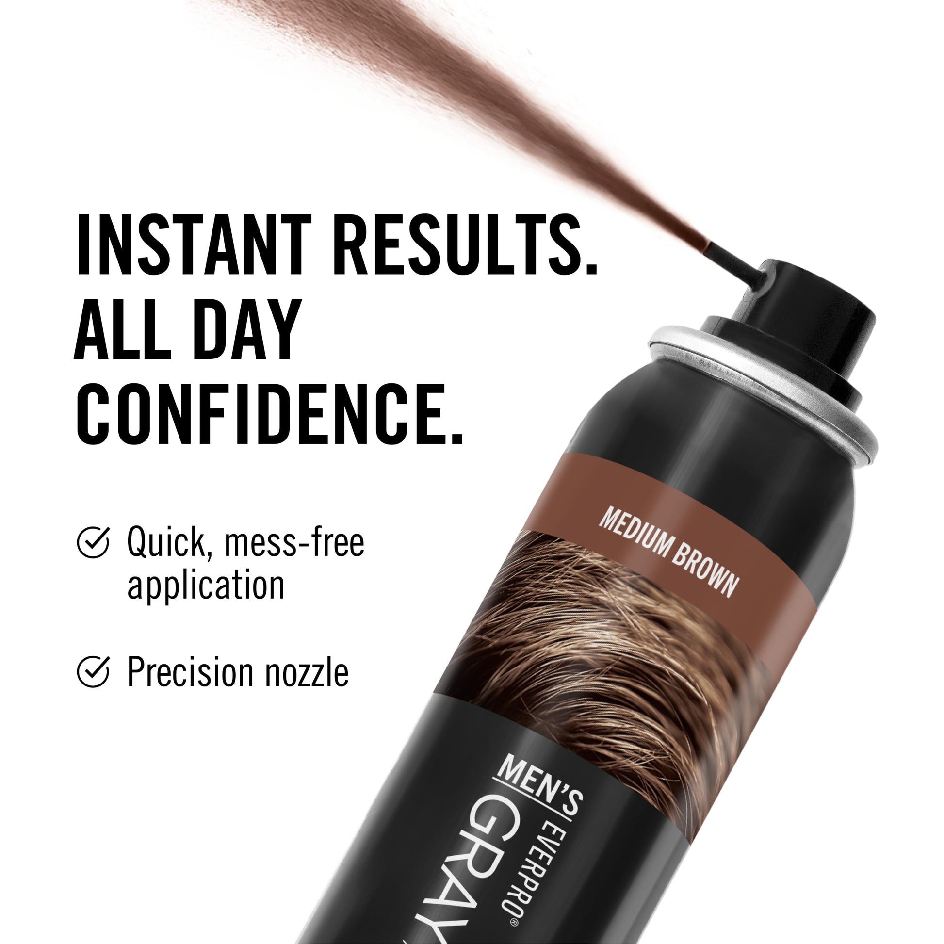 White Smoke EVERPRO Gray Away Men’s Instant Root Cover Up Spray | Temporary Gray Concealer Hair Color Spray | Covers Grays + Thinning Areas | Medium Brown, 2.5 oz