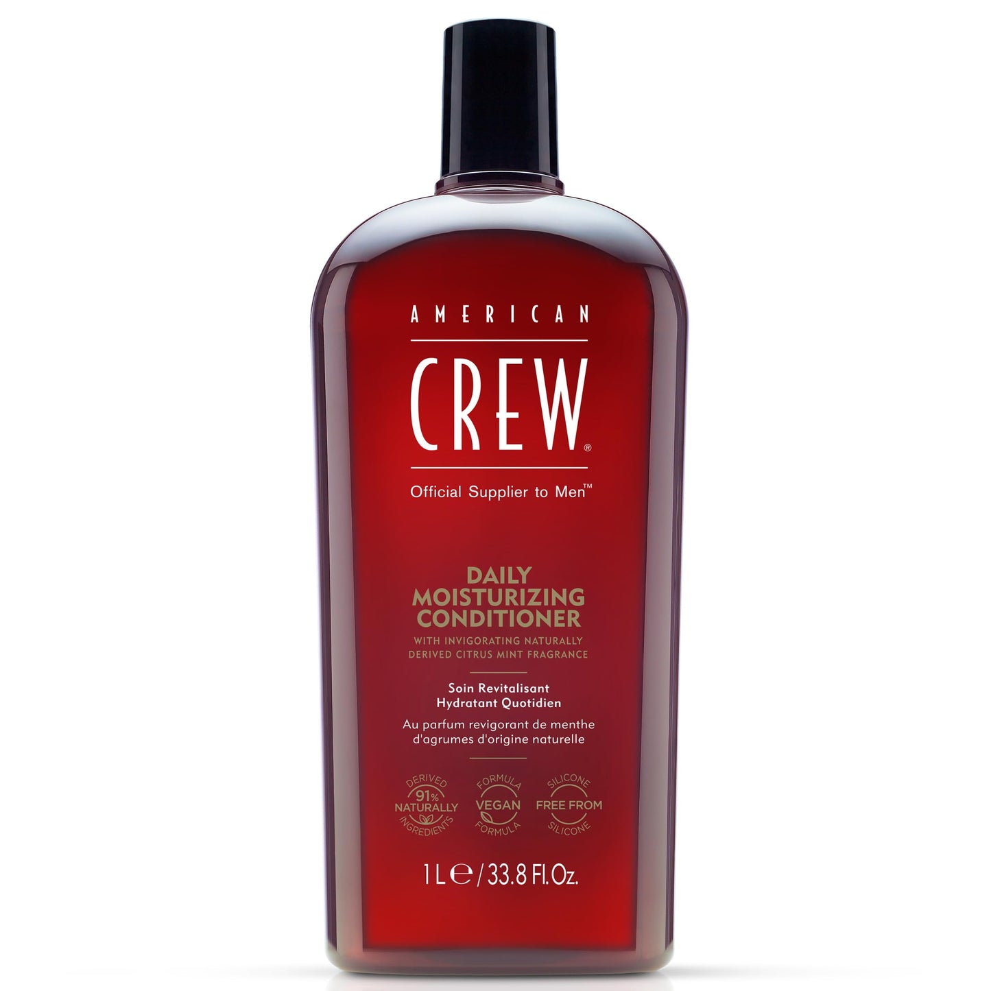 White Smoke American Crew Conditioner for Men, Daily Moisturizer, Naturally Derived, Vegan Formula, Citrus Mint Fragrance, 33.8 Fl Oz