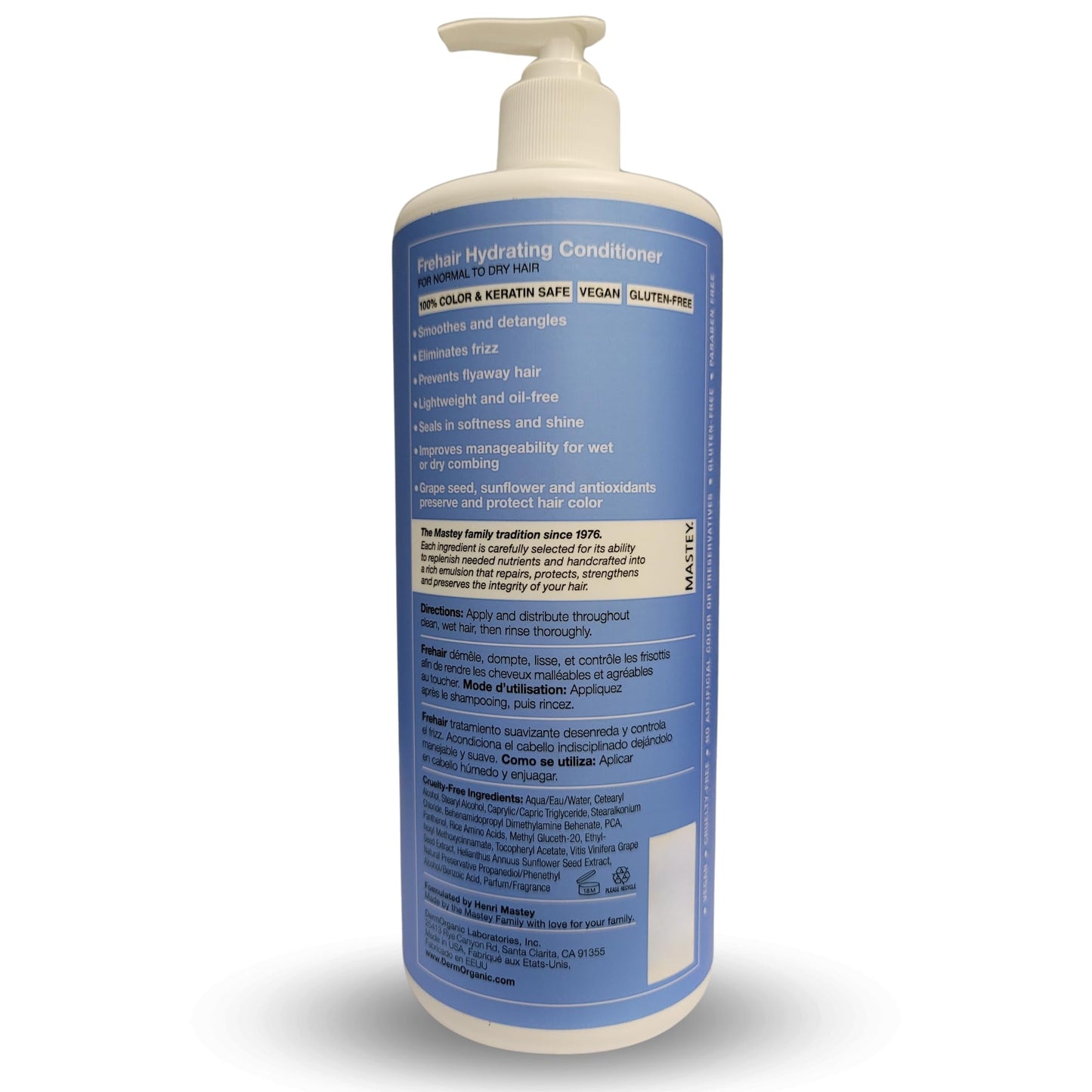 Mastey Paris Frehair Daily Conditioner - Classic Professional Hair Care - Eliminates Tangles and Tames Frizz 32 oz (1 pk)