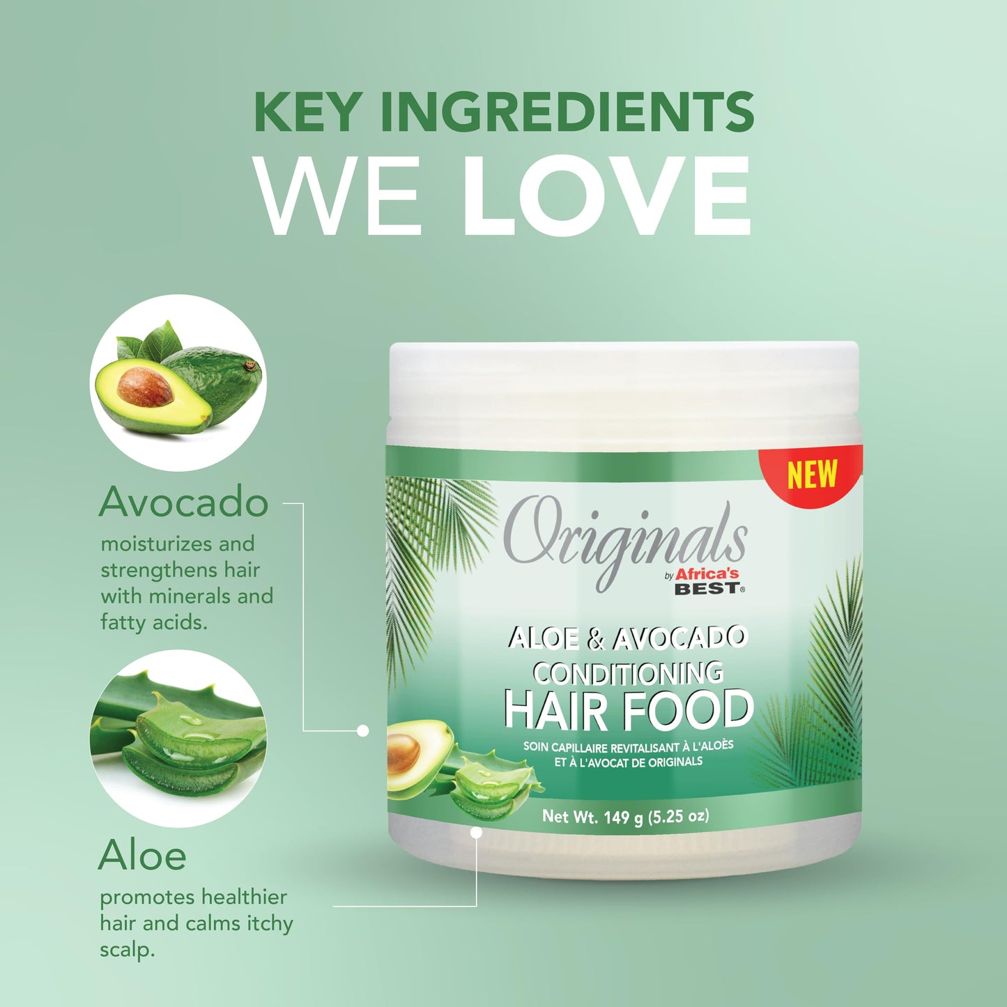Dark Sea Green Originals by Africa's Best Aloe & Avocado Conditioning Hair Food - for Brittle, Dry Hair, 5.25 oz