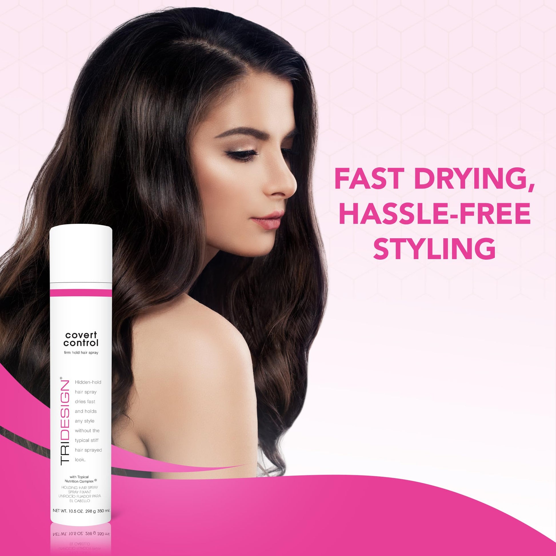 White Smoke TRI Design Covert Control - Fast-Drying Hairspray for Women and Men, Strong Hold and Hair Setting, Provides Hidden Control, 10.5 Oz