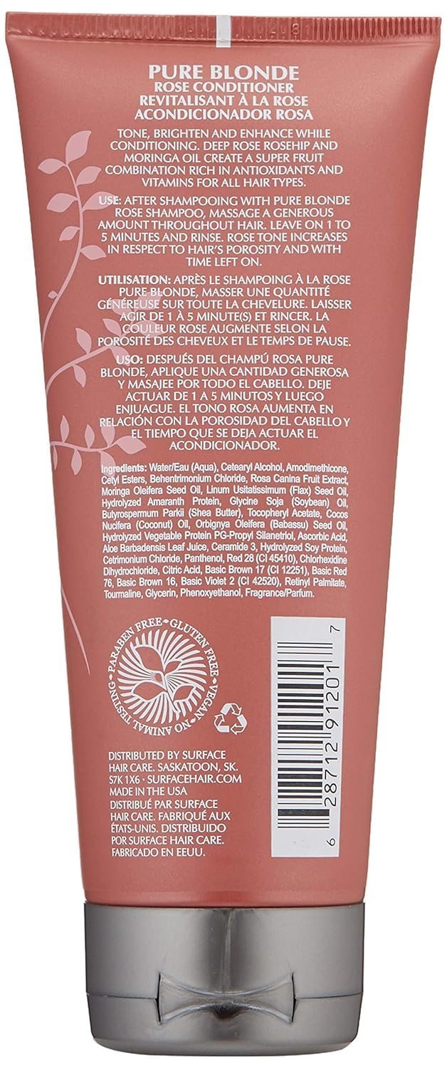White Smoke Surface Hair - Pure Blonde Rose Conditioner -Tones, Brightens & Protects Hair - 7 fl oz