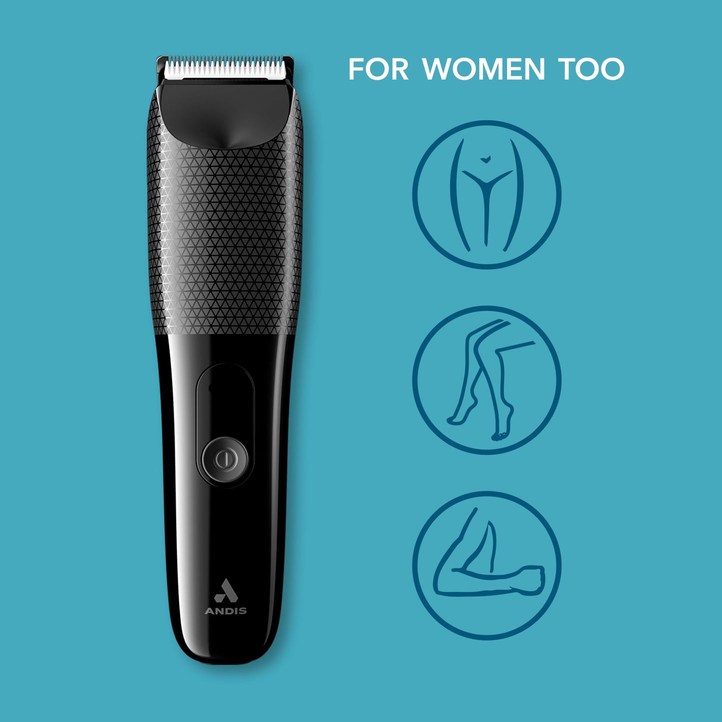 Cadet Blue Andis Explorer Groin and Body Hair Trimmer for Men, Bikini Lines for Women, Electric Razor, Wet/Dry Body Shaver, Pubic Trimmer, Manscape, Waterproof, Cordless, Black, 561088