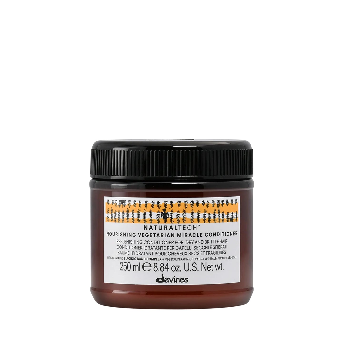 Black Davines Naturaltech NOURISHING Vegetarian Miracle Conditioner | Hair Hydrating Conditioner for Dry Hair | Deep Treatment & Repair | 8.77 oz