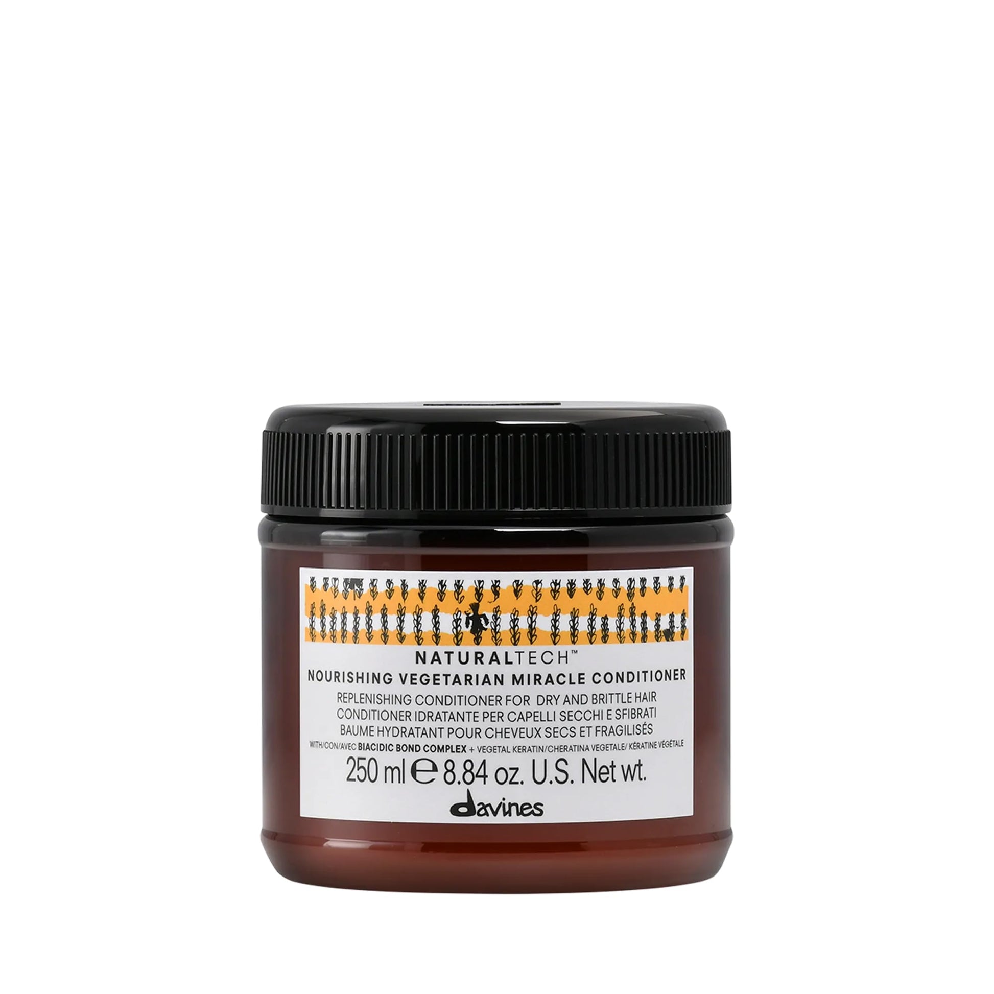 Black Davines Naturaltech NOURISHING Vegetarian Miracle Conditioner | Hair Hydrating Conditioner for Dry Hair | Deep Treatment & Repair | 8.77 oz