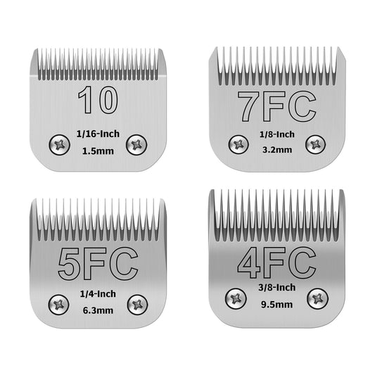 White Smoke YAZIYIR 10+7FC+5FC+4FC Pet Dog Grooming Detachable Ceramic Blades Kit,Compatible with Andis,Oster A5,Wahl KM10 Clippers,Cut Length 1/16"(1.5mm) to 3/8" (9.5mm),Small 4-piece Set