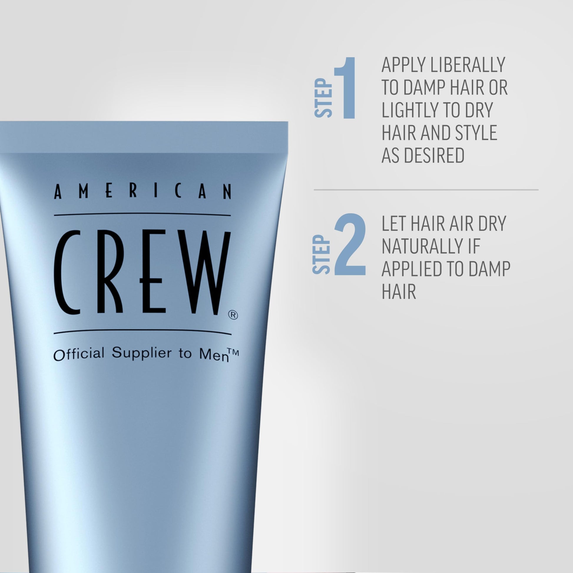 Light Gray American Crew Men's Fiber Cream, Like Hair Gel with Medium Hold & Natural Shine, 3.3 Fl Oz