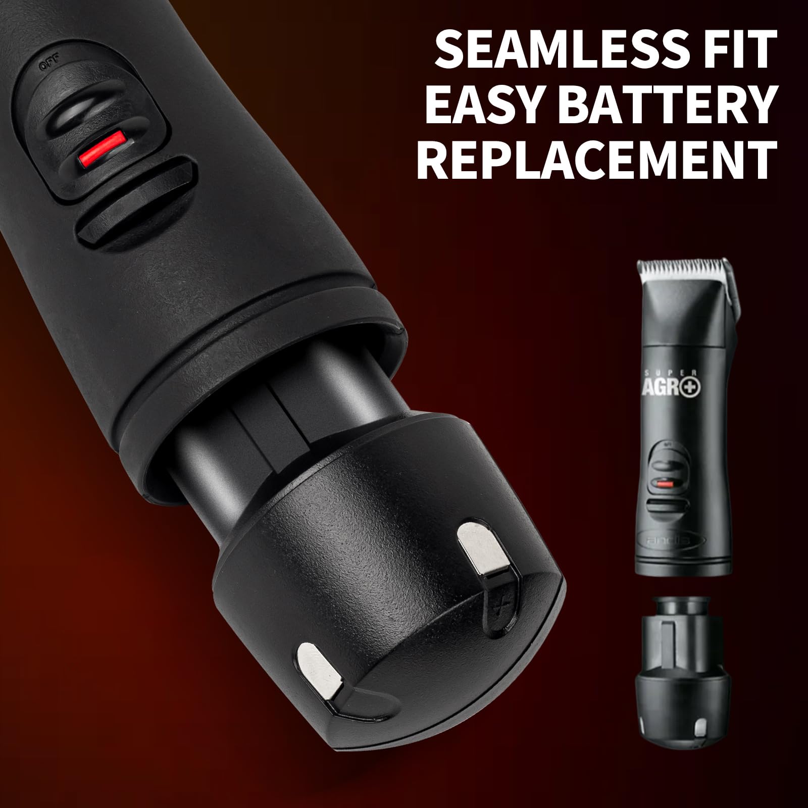 Black Sicimly Replacement Battery for Andis PowerGroom AGR/BGR Clippers,Compatible with for Andis Super AGR Plus, AGR+, BGR+, Bgrc Series Cordless Clippers.2200mAh High-Capacity NiMH Pack.