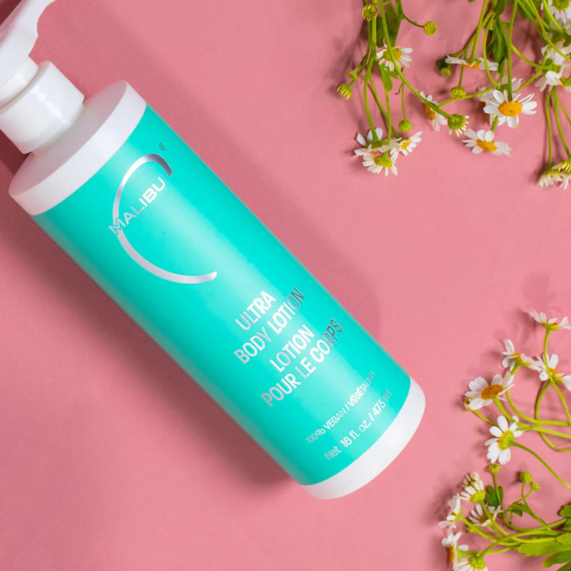 Light Coral Malibu C Ultra Body Lotion - Hydrating Lotion for Extremely Dry Skin - Delivers Weightless Moisture & Radiant Glow - Safe for All Skin Types (16 fl oz)