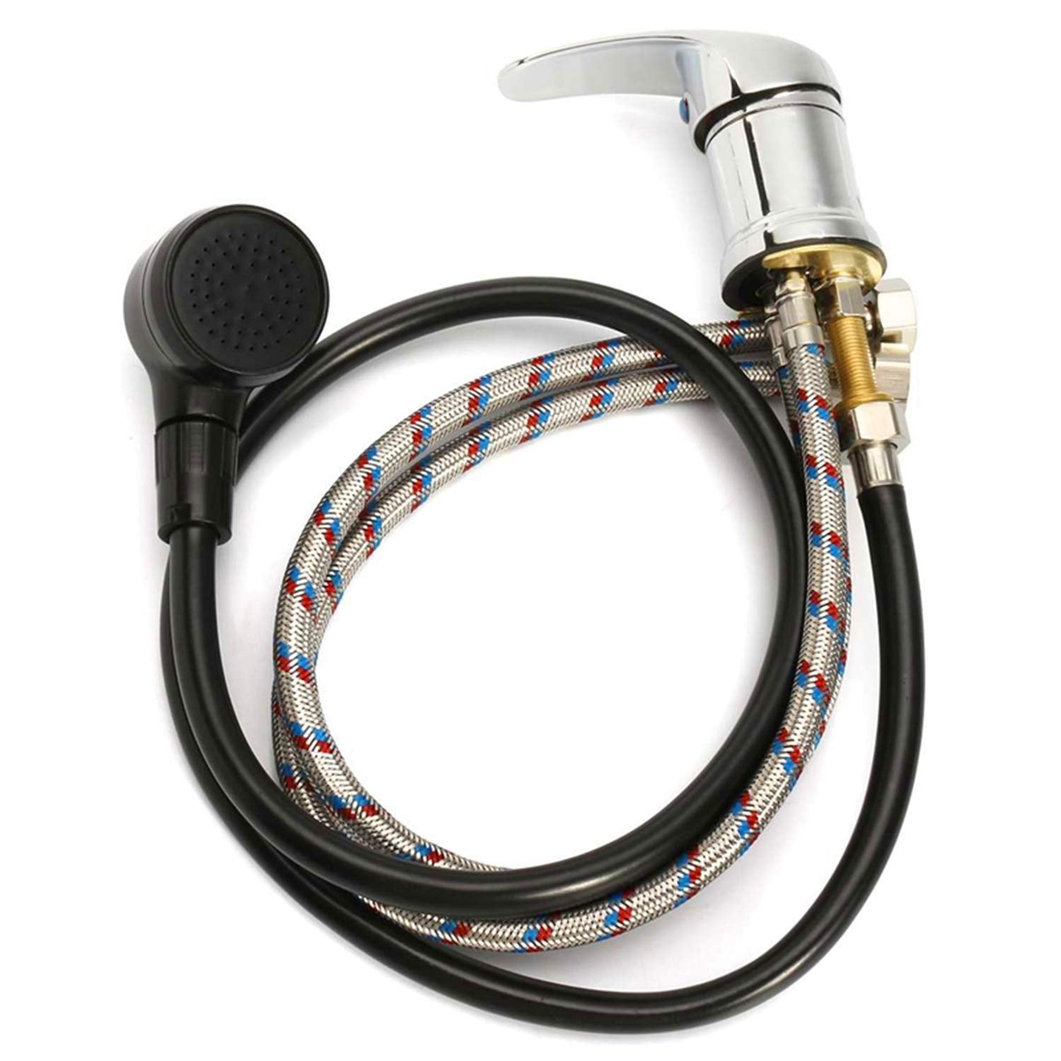 White Smoke LukLoy Brass Salon Shampoo Bowl Faucet and Sprayer Kit for Shampoo Bed Bowl or Backwash Unit with 3/8 to 1/2 NPT Reducer Adapter