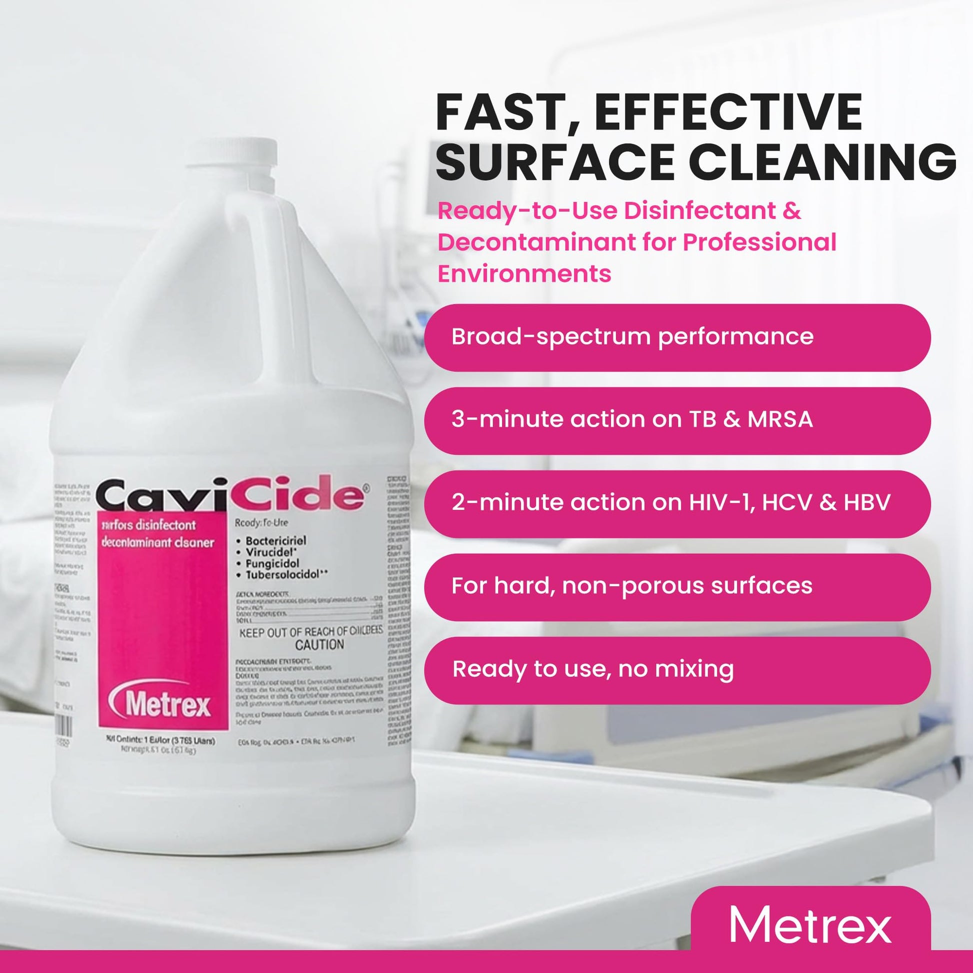 Lavender Metrex CaviCide Surface Disinfectant Cleaner, 13-1000 – Multi-Purpose Disinfectant, Decontaminant & Cleaner for Medical Devices, NICU, Operating Rooms, Patient Care Areas, Labs, Schools – 1 Gallon