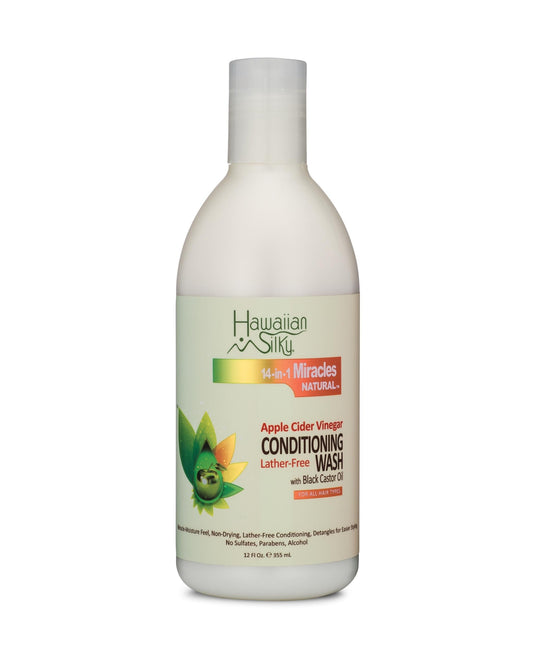 White Smoke Hawaiian Silky Apple Cider Vinegar Conditioning Wash, 12 fl oz - Lather-Free , with Black Castor Oil Extract, Cleansing Hair Moisturizer Treatment - Good on Men, Women & Kids