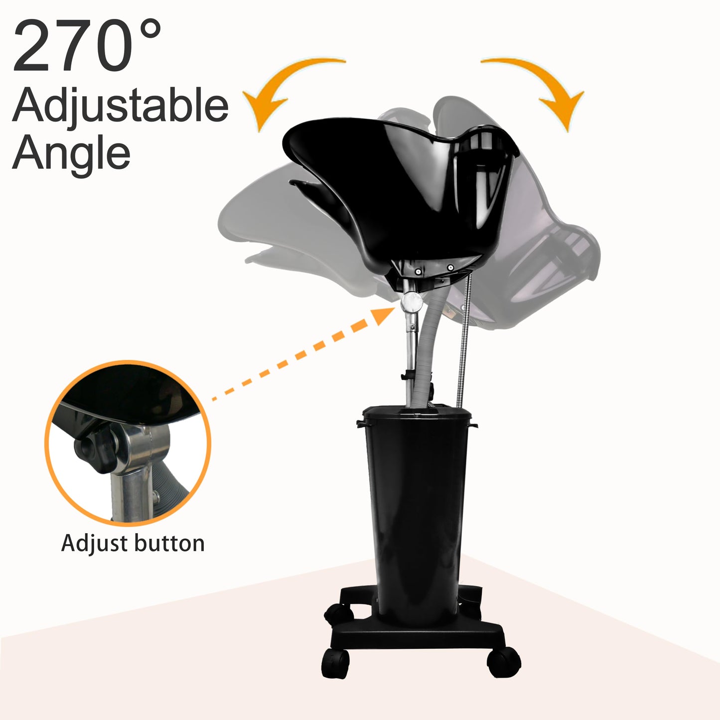 White Smoke Portable Shampoo Bowl with Electric Pump, Rechargable Shampoo Basin with Sprayer and Water Tanks, Mobile Hair Washing Sink, Adjustable Portable Salon Sink for Home Salon Use (Rechargeable)