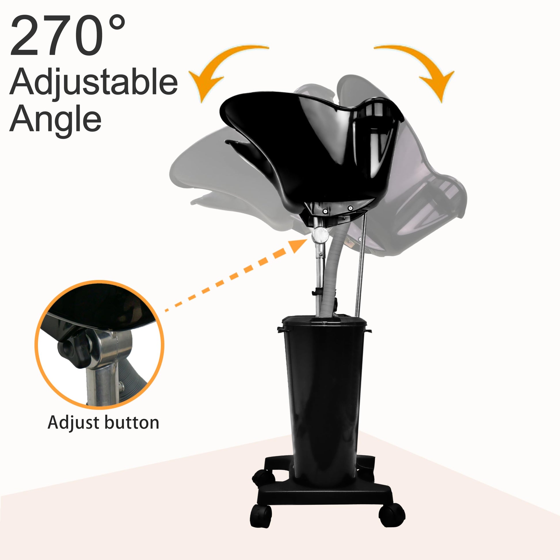 White Smoke Portable Shampoo Bowl with Electric Pump, Rechargable Shampoo Basin with Sprayer and Water Tanks, Mobile Hair Washing Sink, Adjustable Portable Salon Sink for Home Salon Use (Rechargeable)