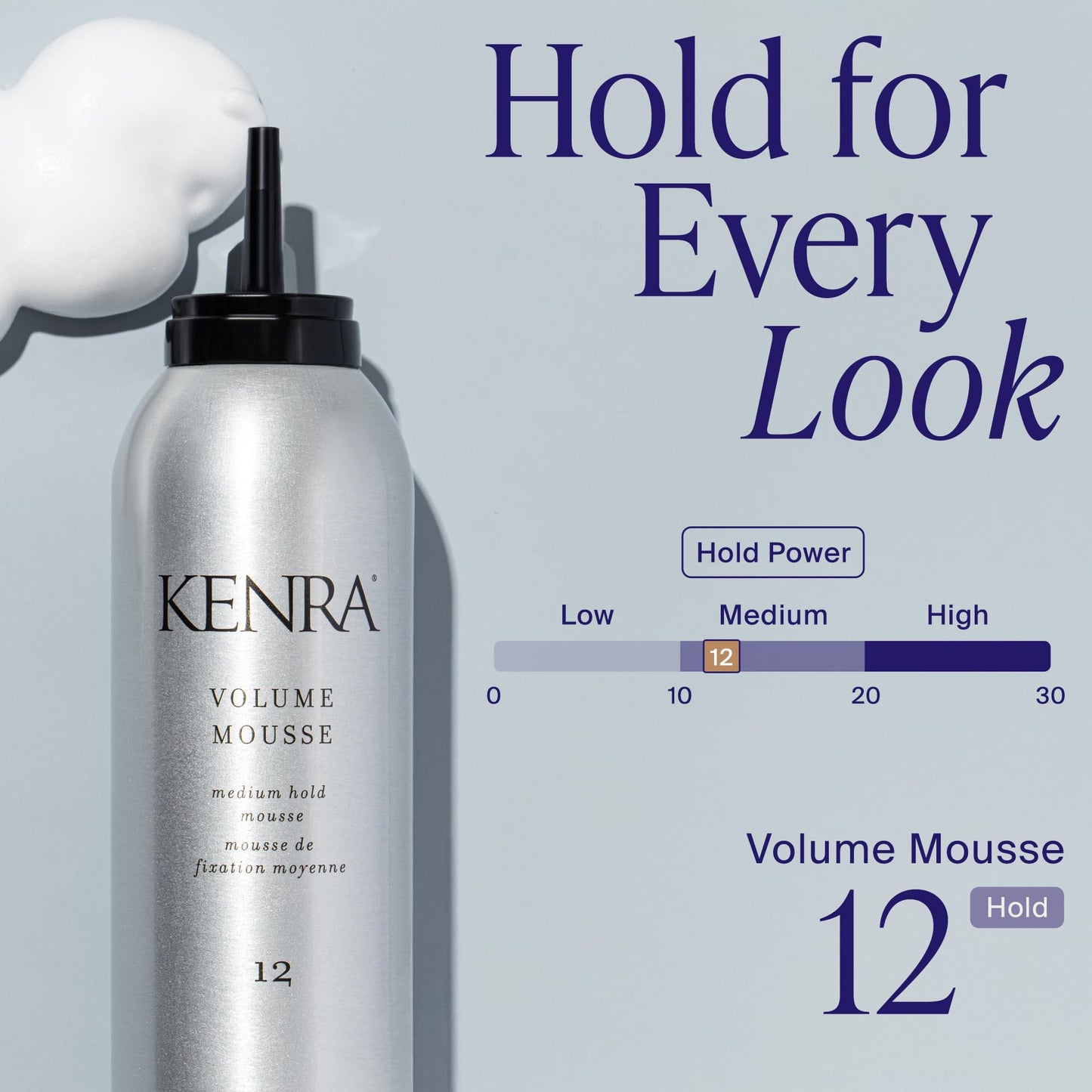 Light Gray Kenra Volume Mousse 12 | Medium Hold Mousse | All Hair Types | 8 oz
