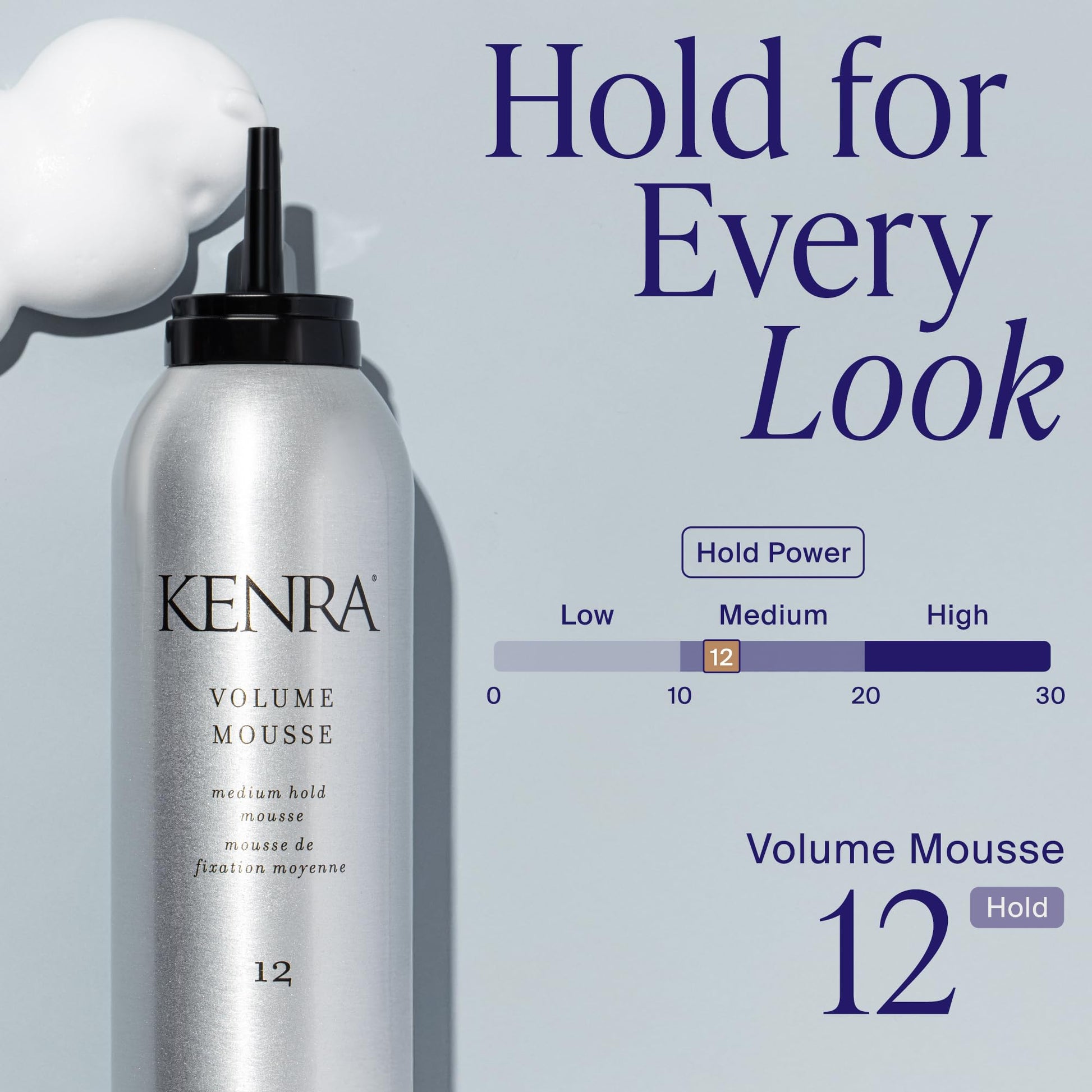 Light Gray Kenra Volume Mousse 12 | Medium Hold Mousse | All Hair Types | 8 oz