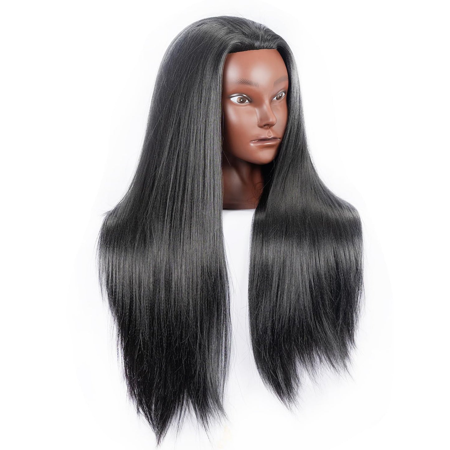 White Smoke LJSMJF Mannequin Head with Hair, Doll Head for Hair Styling Training Head Manikin Practice Cosmetology Doll Head Styling Hairdressing Training Braiding Heads with Clamp Holder (black)