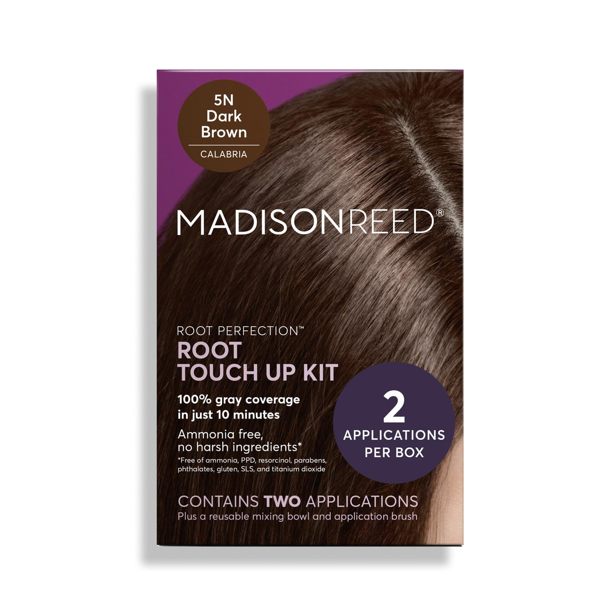 Black Madison Reed Root Perfection Root Touch Up Kit – 5N Calabria Dark Brown, 100% Gray Coverage in 10 Min, Ammonia-Free, 2 Applications