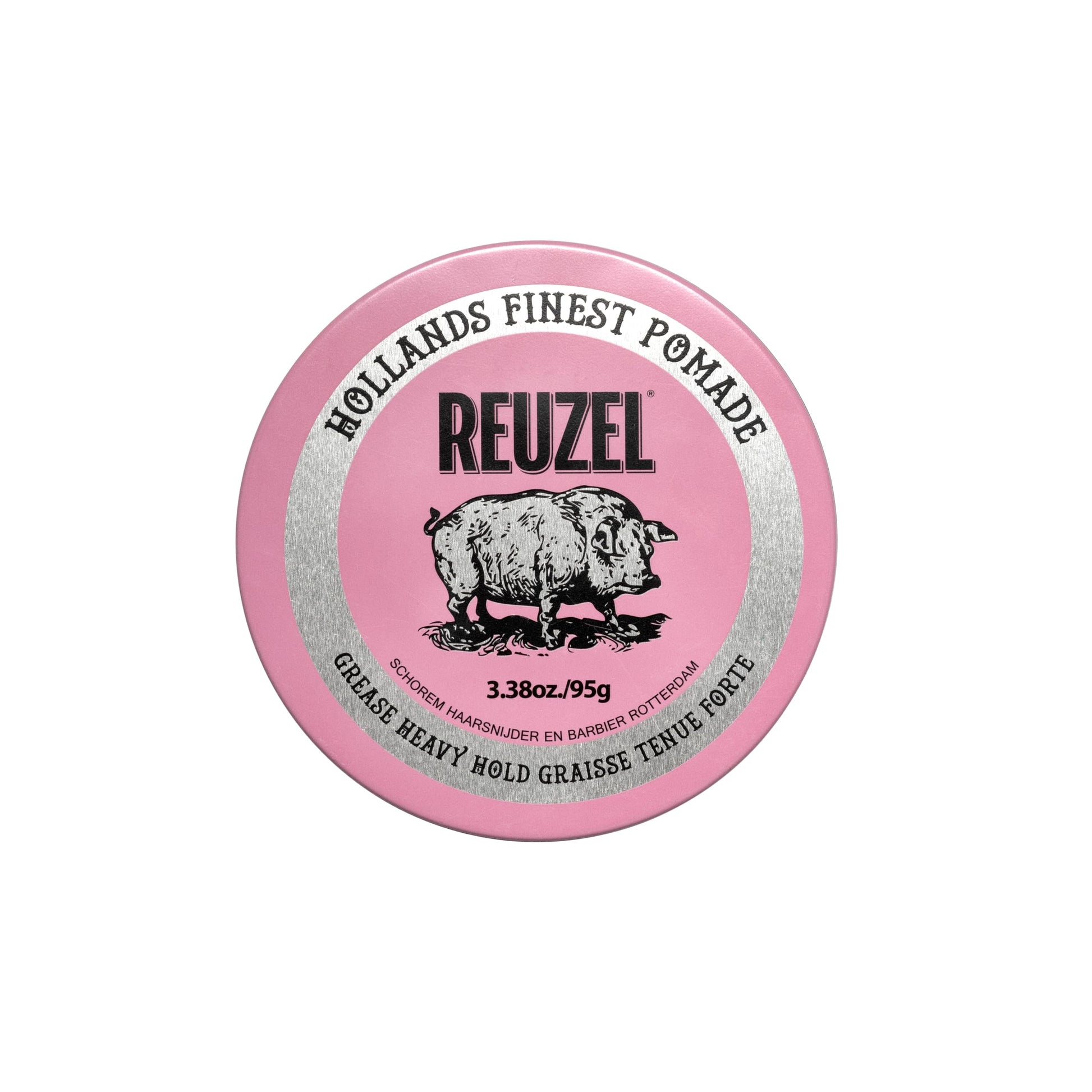 White Smoke REUZEL Pink Grease Pomade, Strong All Day Hold, Oil-Based Styling Wax, Medium Shine, Easy To Wash Out, For All Hair Types