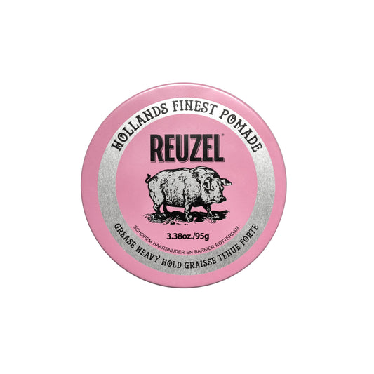 White Smoke REUZEL Pink Grease Pomade, Strong All Day Hold, Oil-Based Styling Wax, Medium Shine, Easy To Wash Out, For All Hair Types