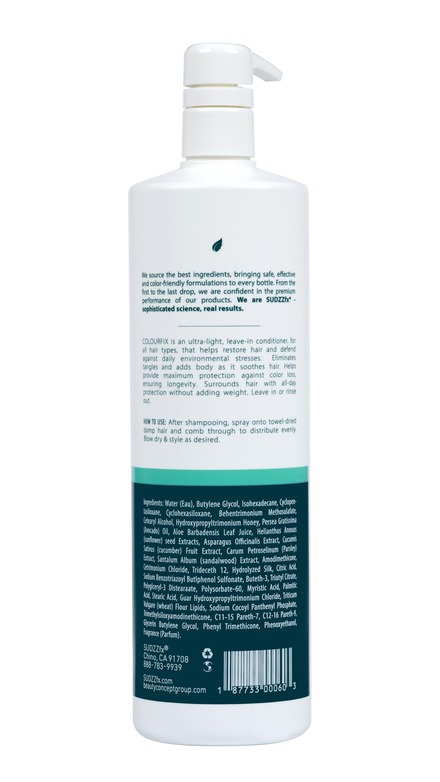 White Smoke SUDZZFX ColourFix³ Leave-In Conditioner - Nourishing Conditioner for Grow Hair Care, & Color-Treated Hair - Deep Conditioner for Dry Damaged Hair - Repair and Defend Hydrating Conditioner, 33.8 Fl Oz