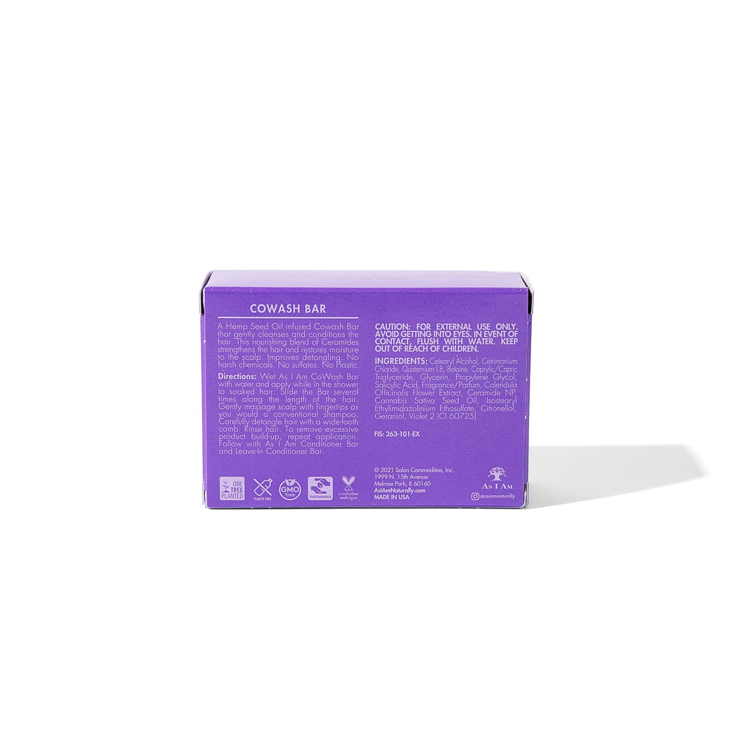 White Smoke As I Am Hemp Seed Oil Cowash Bar - 3.5 ounce - with Ceramides, Calendula, & Betaine