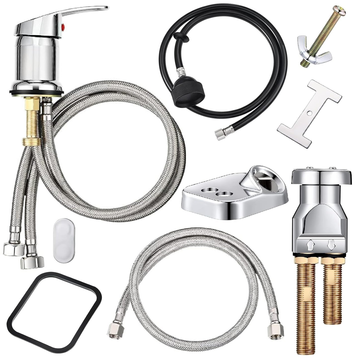 White Smoke Hortsun 8 Pcs Salon Shampoo Bowl Faucet Vacuum Breaker Kit Shampoo Bowl Breaker Vacuum Set Sink Parts Replacement for Home Salon Hair Washing Station, Sink Faucet Sprayer Hose Set