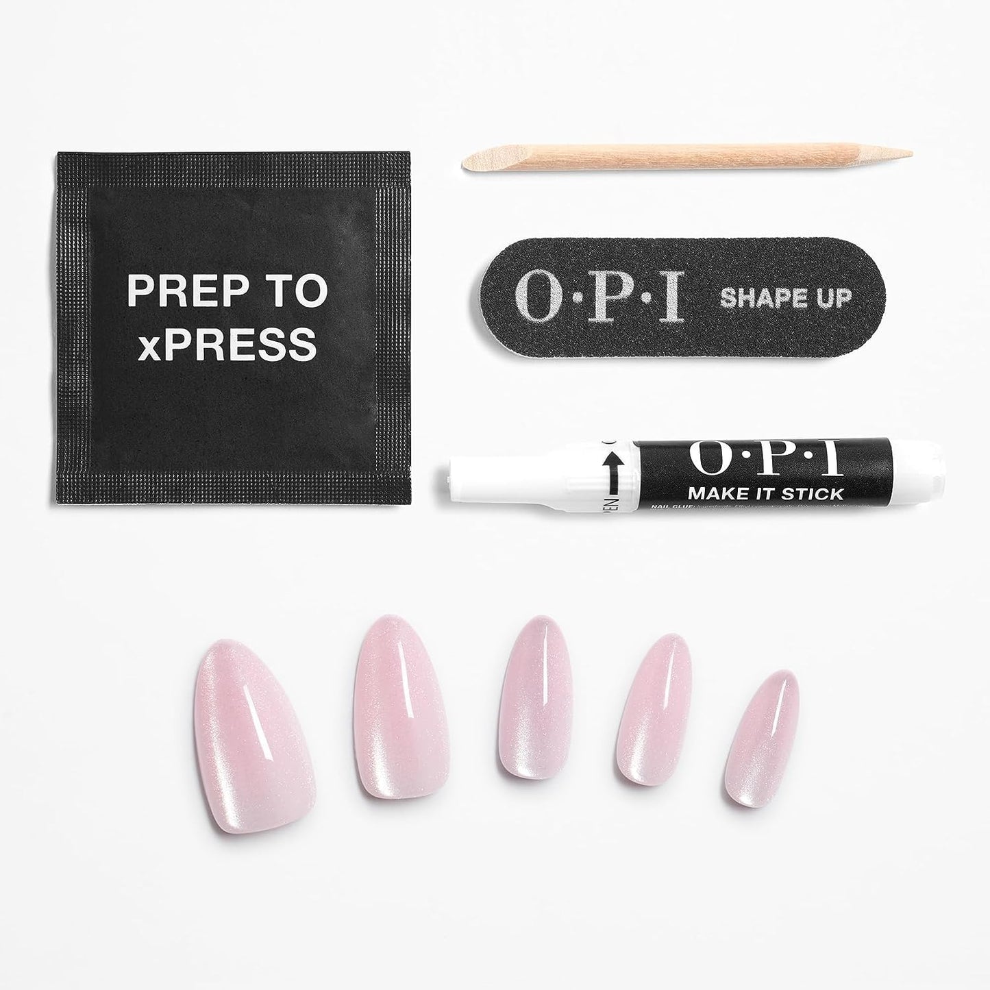White Smoke Bundle of OPI xPress/ON Press On Nails, With Nail Glue, Long Baby Pink Velvet Almond Shape Nails, Editor in Chic + OPI Nail Envy, Nail Strengthening Treatment, Vegan Formula, 0.5 fl oz