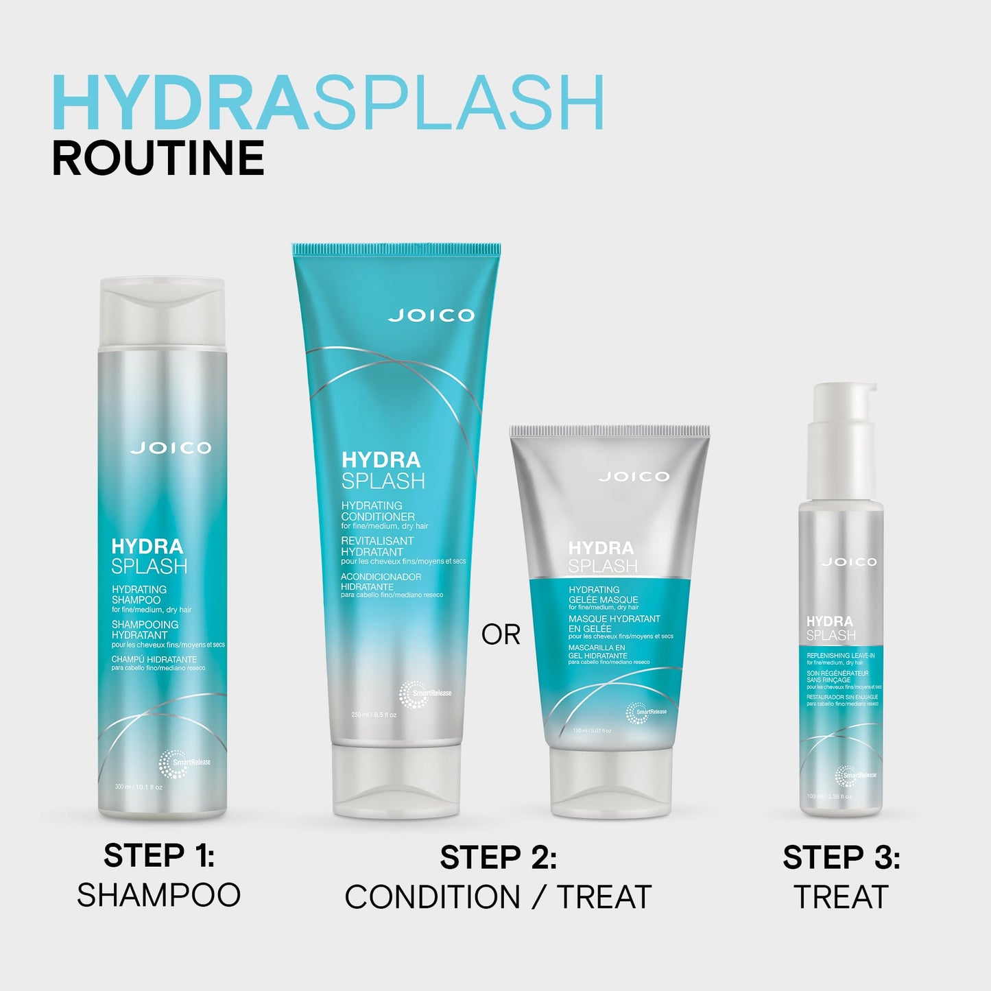 Lavender Joico HydraSplash Replenishing Leave-In | For Fine, Medium, Dry Hair | Boost Shine & Softness | Tame Frizz & Hydrate | With Sea Kelp & Coconut Water | 3.38 Fl Oz