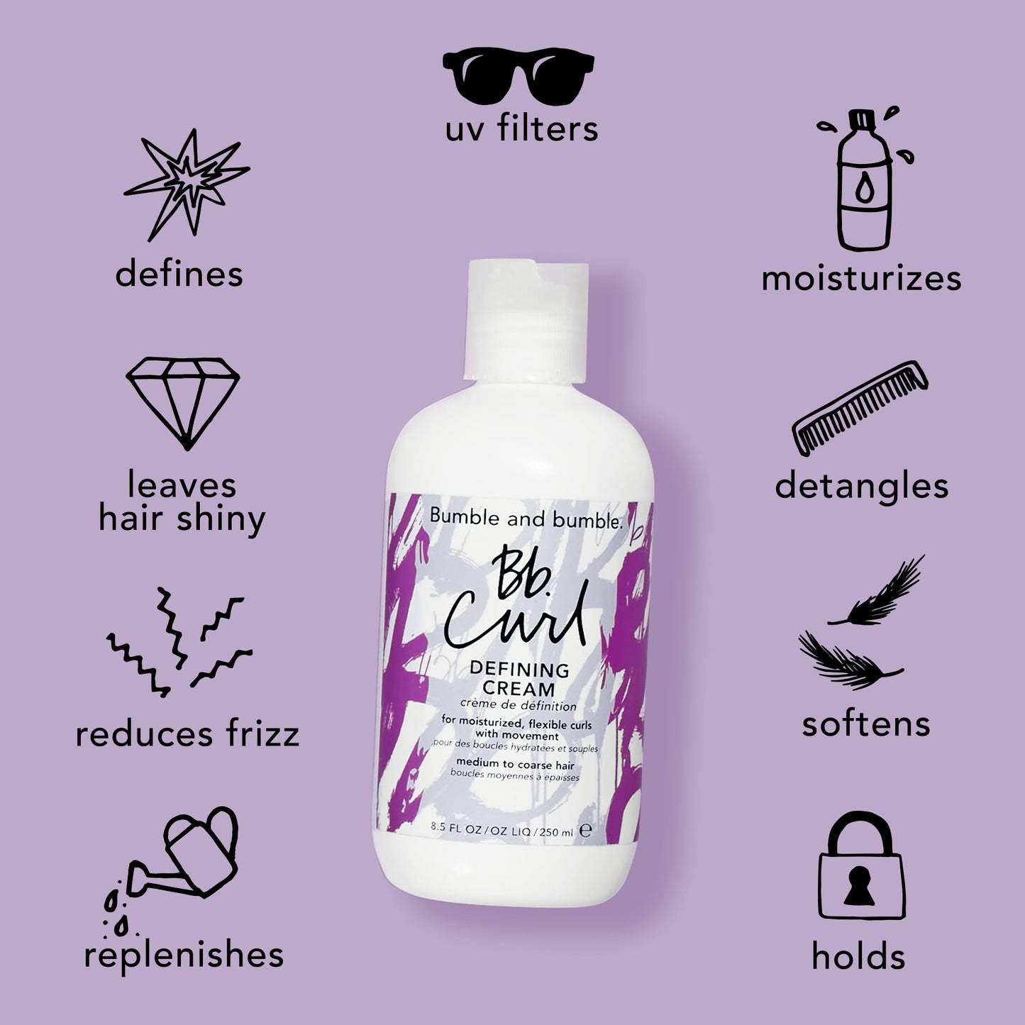Gray Bumble and bumble. Curl Defining Styling Cream | For Moisturized, Flexible Coils Curls and Waves | Anti Frizz | Hold and Shine | With Jojoba, Avocado + Coconut Oil | Standard Size, 8.5 Fl Oz