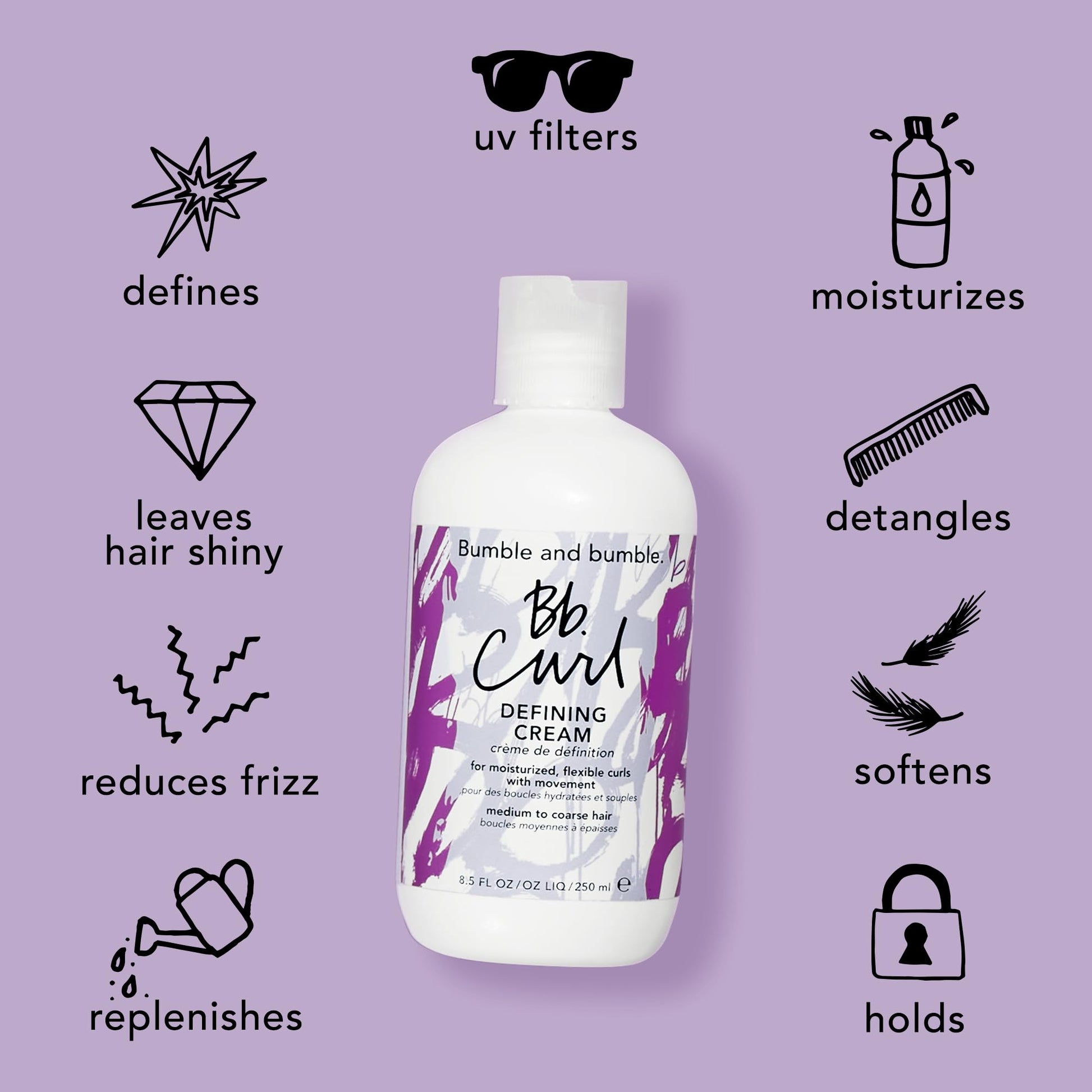 Gray Bumble and bumble. Curl Defining Styling Cream | For Moisturized, Flexible Coils Curls and Waves | Anti Frizz | Hold and Shine | With Jojoba, Avocado + Coconut Oil | Standard Size, 8.5 Fl Oz