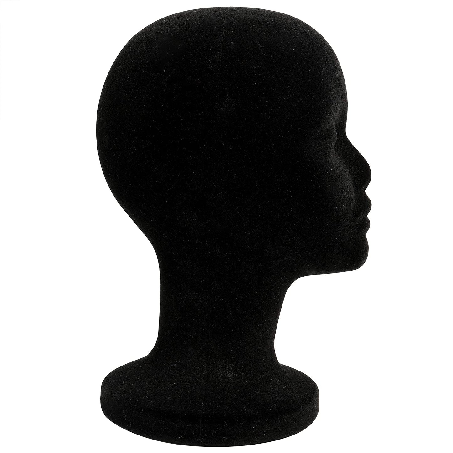 Black Foraineam 2 Pack Black Foam Mannequin Head, 12 Inch Female Manikin Foam Heads, Wig Holder Hats Glasses Headband Hairpieces Display Stand