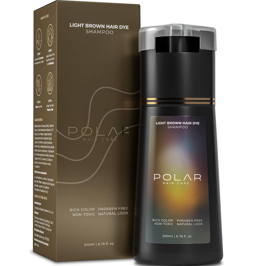 Dark Olive Green Polar Haircare - Dye Shampoo for Gray Hair for Women & Men Light Brown for Gray Hair - Natural Semi Permanent Light Brown Hair Color Shampoo - Vegan Coloring for Grays, Skin-Safe Gentle Dye 6.76 Fl Oz