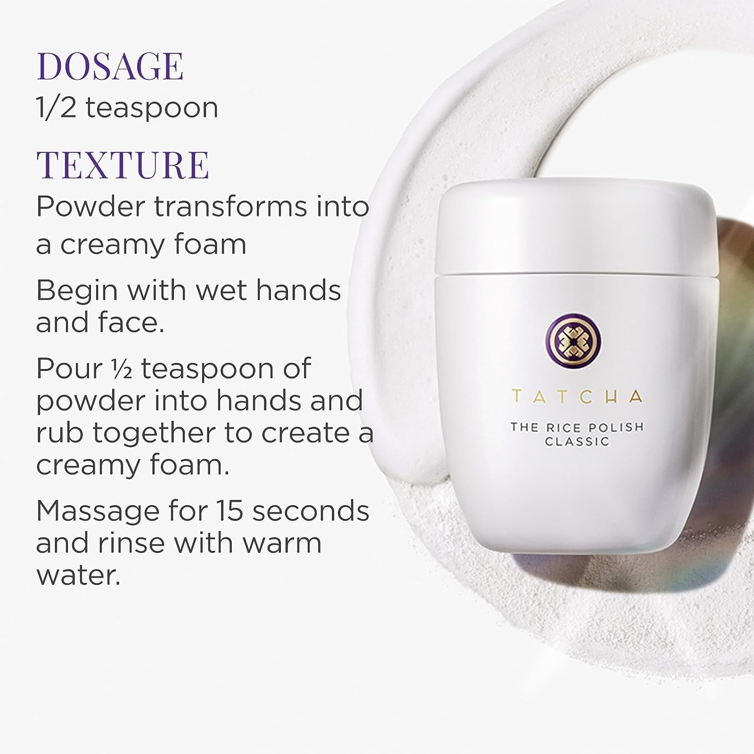White Smoke Tatcha The Rice Polish Classic | Daily Non-Abrasive Exfoliator for Combo to Dry Skin | 60 gr / 2.1 oz