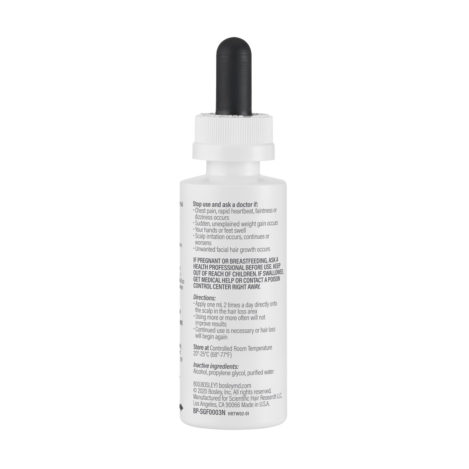 Lavender BosleyMD Minoxidil 2% Hair Regrowth Treatment for Women, Clinically Proven Hair Growth Solution for Thinning Hair & Female Pattern Hair Loss - Topical Scalp Treatment – 2 x 2 Fl Oz (2 Month Supply)