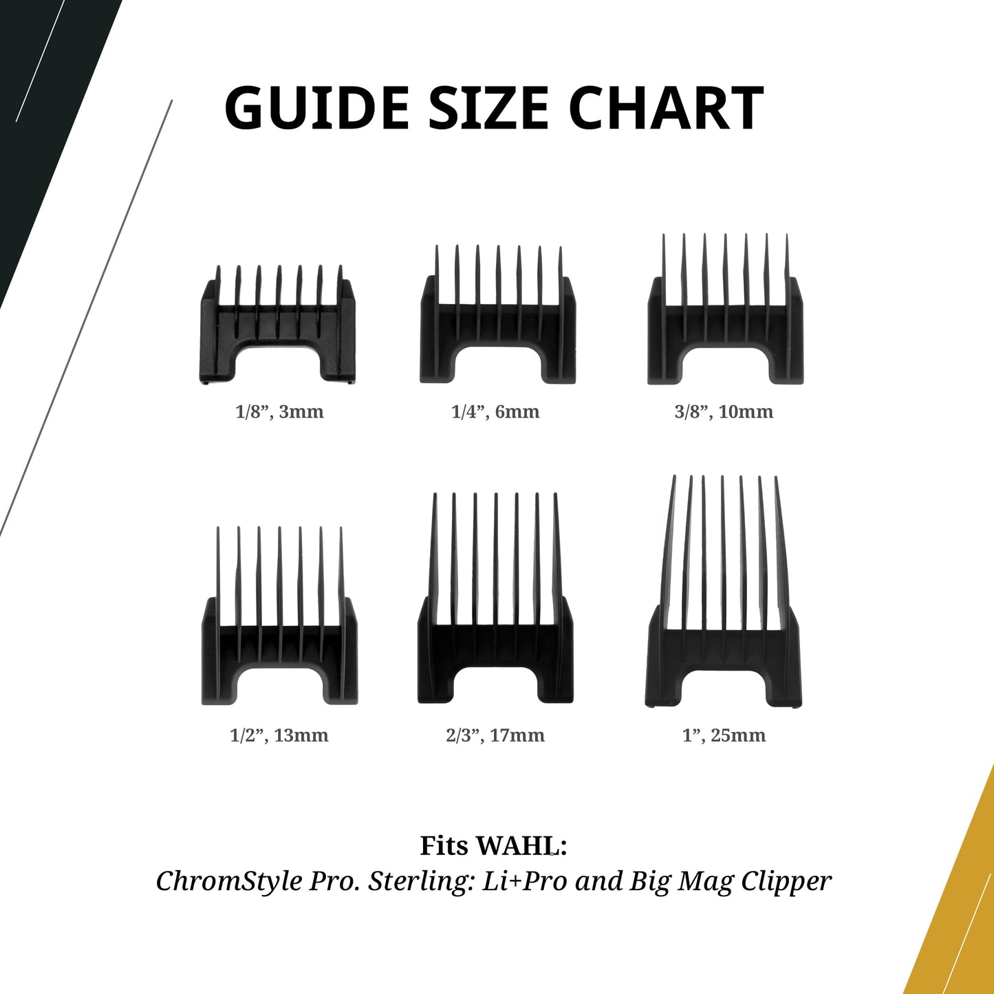 White Smoke Wahl Professional ChromStyle Cutting Guides, Color-Coded, 1-8 Range, Durable and Easy to Use