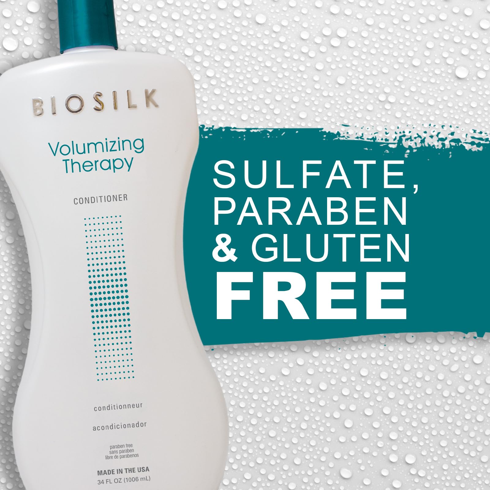 Light Gray BioSilk Volumizing Therapy Conditioner, Adds Volume & Body While Moisturizing & Conditioning Hair, Sulfate, Paraben & Cruelty-Free, 34 Oz