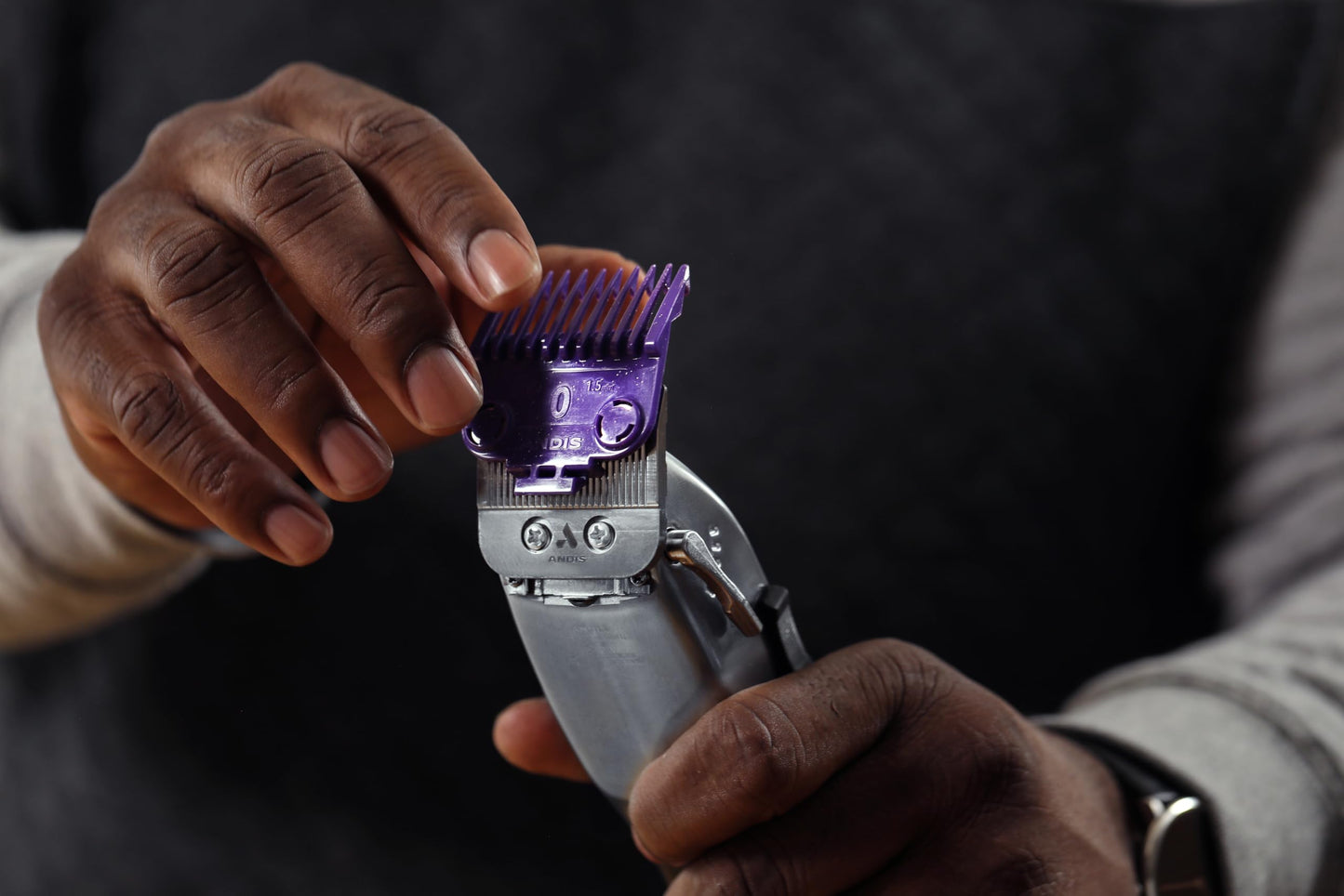 Black Andis 560997 OG Master Dual Magnet Attachment Clipper Guard Set, 5-Pack, Purple