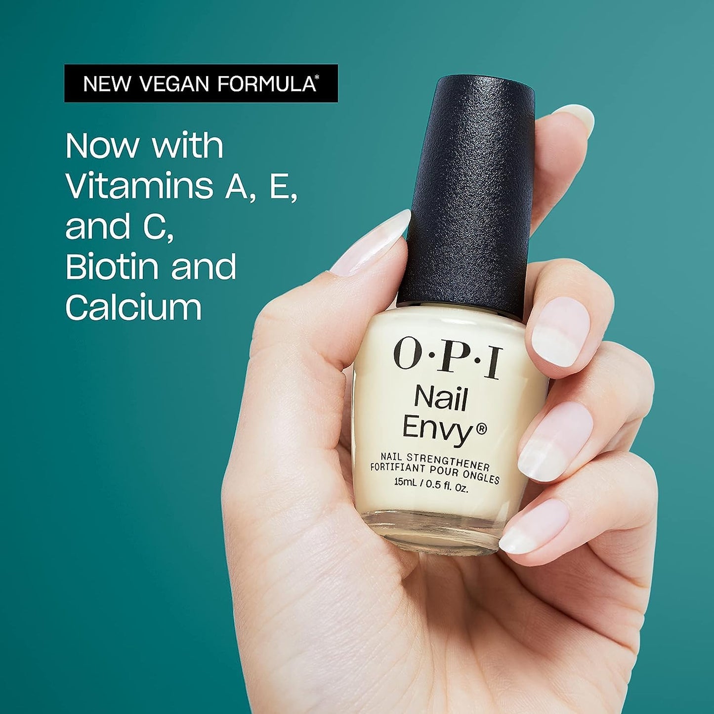 Cadet Blue Bundle of OPI xPress/ON Press On Nails, With Nail Glue, Long Baby Pink Velvet Almond Shape Nails, Editor in Chic + OPI Nail Envy, Nail Strengthening Treatment, Vegan Formula, 0.5 fl oz
